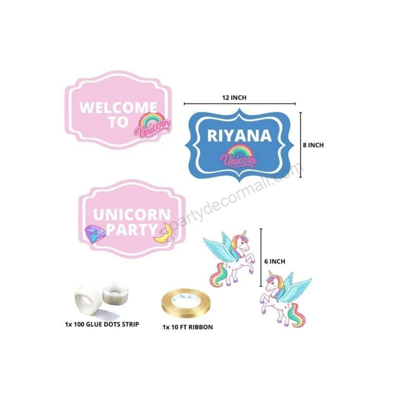 Unicorn Theme Birthday Decoration Hanging / Ceiling Hanging Decoration / Wall Decoration - Premium Handcrafted 300 GSM Birthday Decoration by Party Decor Mall India - View 3