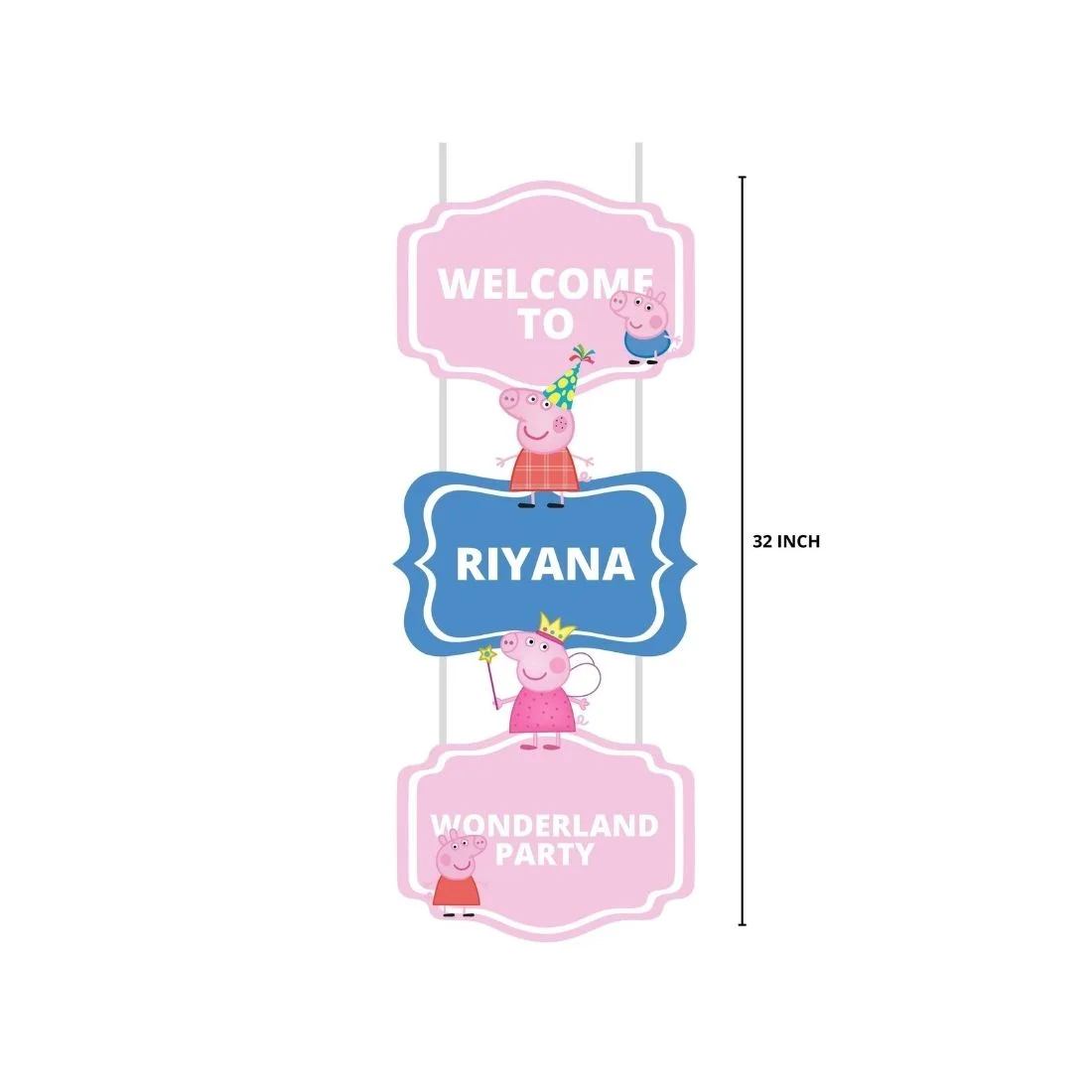 Peppa Pig Theme Birthday Decoration Hanging / Ceiling Hanging Decoration / Wall Decoration - Premium Handcrafted 300 GSM Birthday Decoration by Party Decor Mall India - View 2
