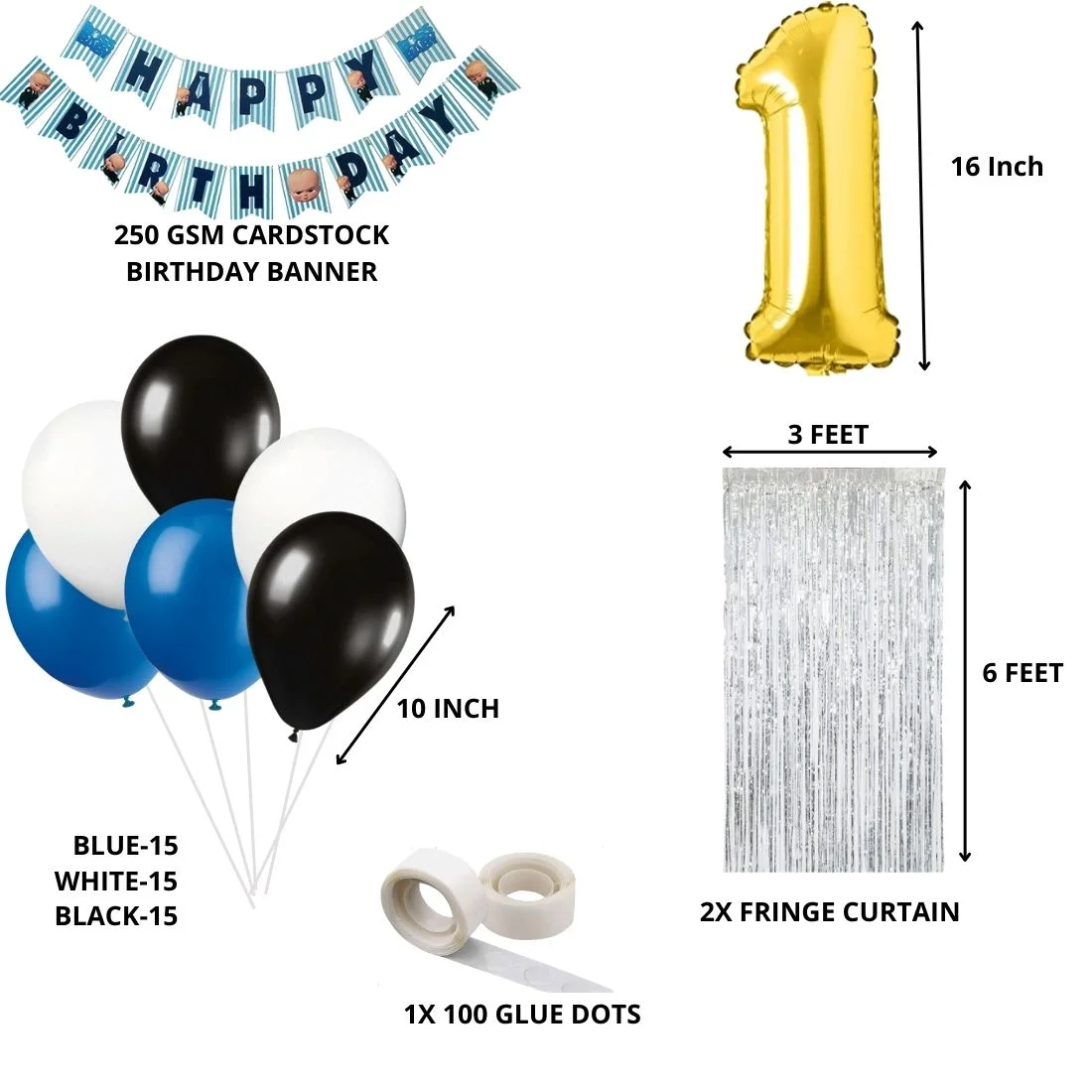Boss Baby Theme Birthday Balloon Decoration DIY Kit (50 Pcs) - Premium Handcrafted 300 GSM Party Supply by Party Decor Mall India - View 2