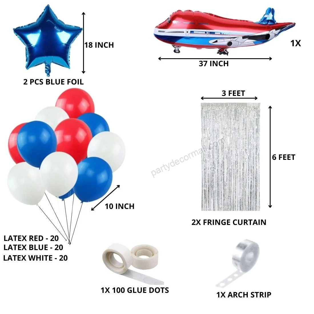 Red Aeroplane Theme Birthday Balloon Decoration DIY Kit (67 Pcs) - Premium Handcrafted 300 GSM Party Supply by Party Decor Mall India - View 2