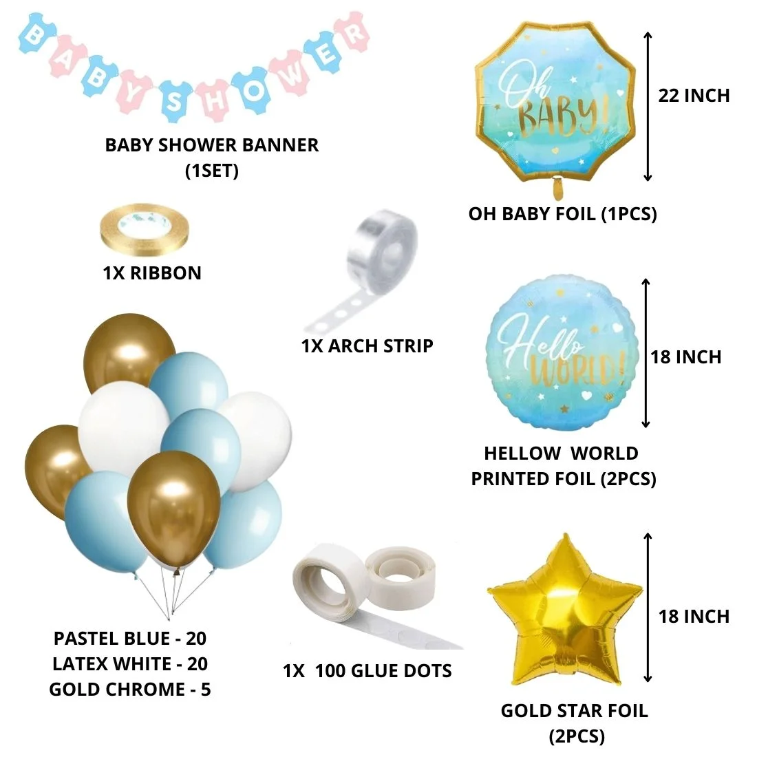 Baby Shower Theme Birthday Decoration DIY Kit (54 Pcs) - Premium Handcrafted 300 GSM Birthday Decoration by Party Decor Mall India - View 2