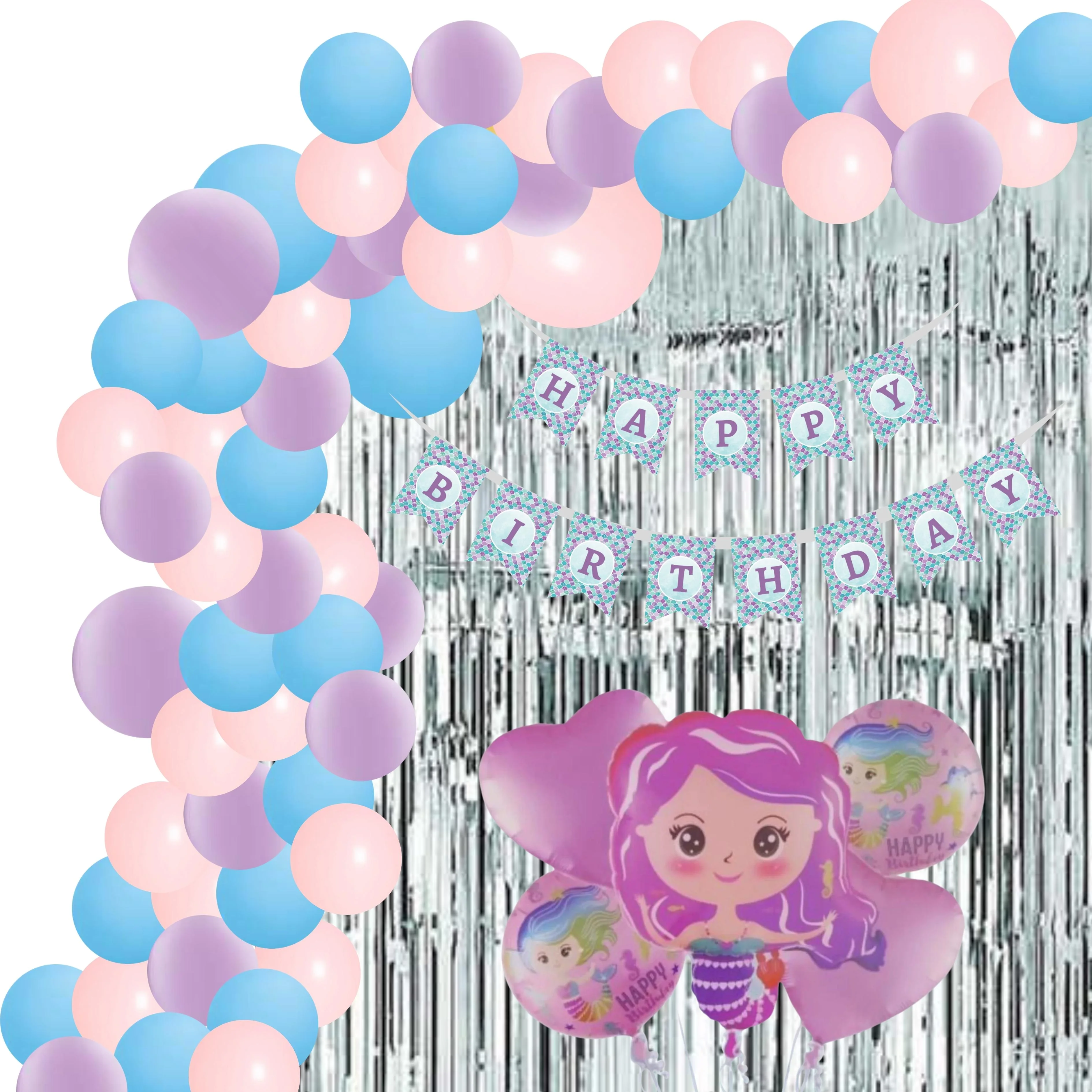 Mermaid Theme Birthday Balloon Decoration DIY Kit (70 Pcs)
