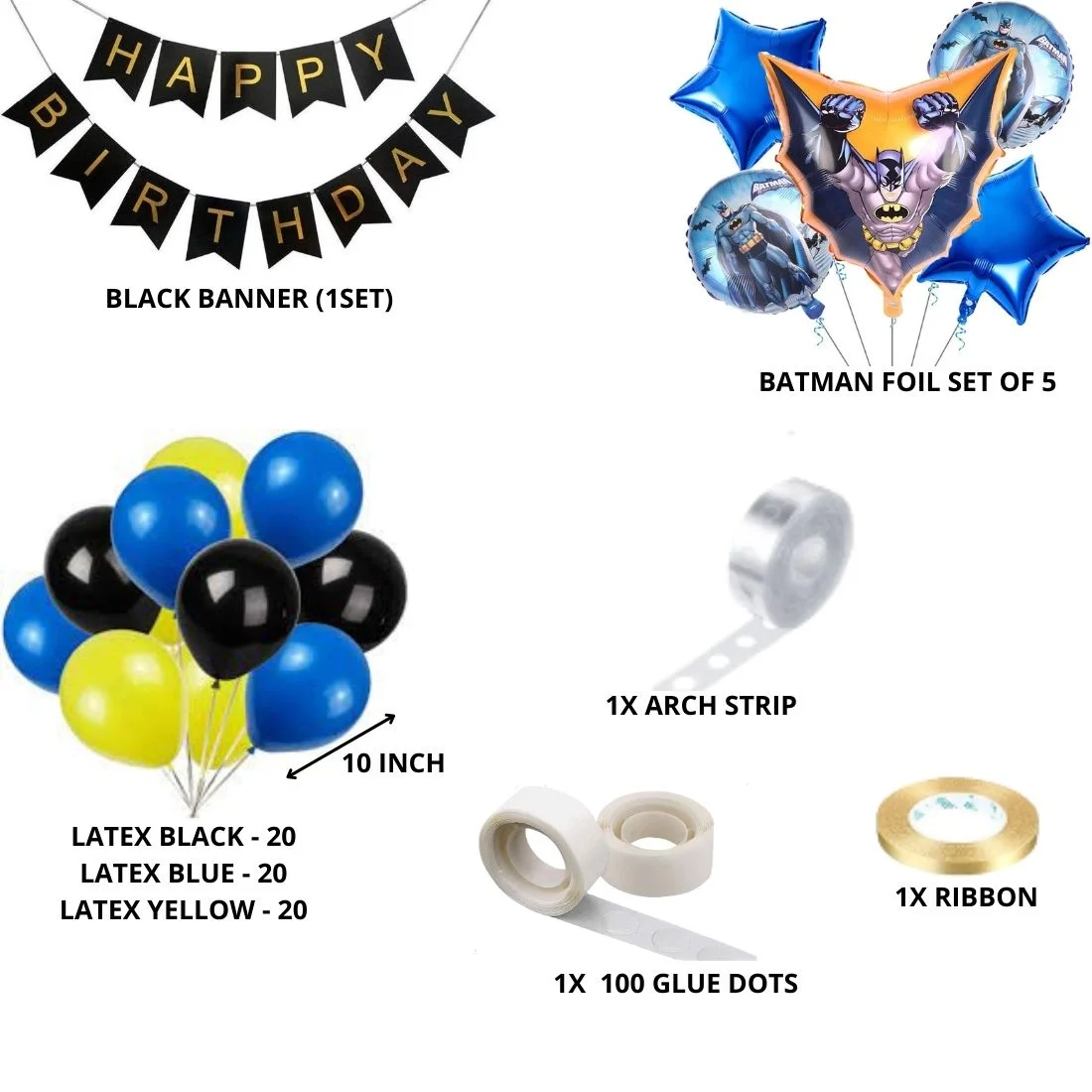 Bat SuperHero Theme Birthday Decoration DIY Kit (69 Pcs) - Premium Handcrafted 300 GSM Birthday Decoration by Party Decor Mall India - View 2