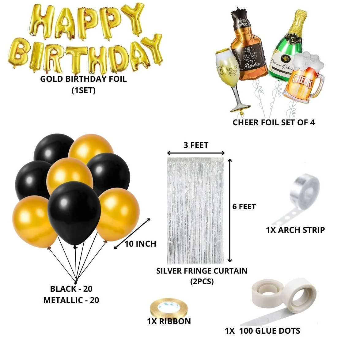 Champagne/Beer Mug/Wine Bottle/Aged to Perfection Theme Birthday Decoration DIY Kit (50 Pcs) - Premium Handcrafted 300 GSM Birthday Decoration by Party Decor Mall India - View 2