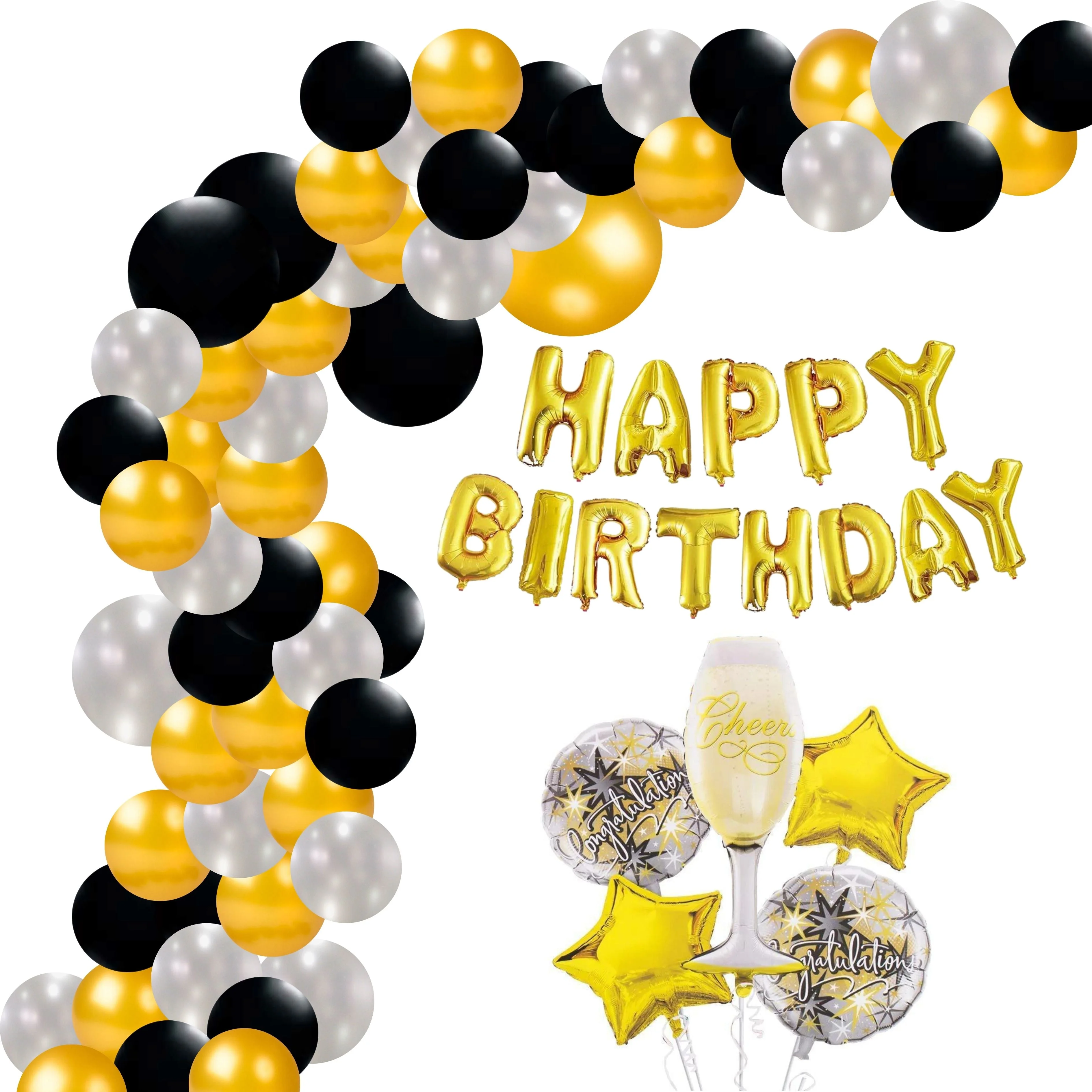 Congratulation foil Theme Birthday Decoration DIY Kit (69 Pcs) - Premium Handcrafted 300 GSM Birthday Decoration by Party Decor Mall India - View 1