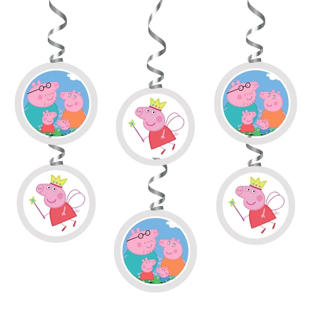 Peppa Pig Dangler/Wall Hanging Birthday Decoration – (6 Pieces)