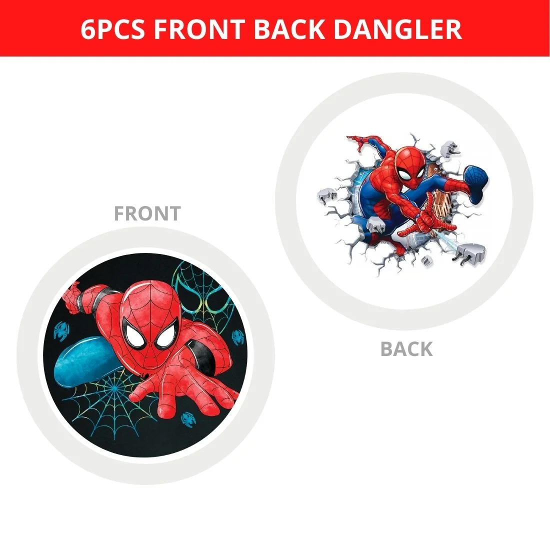 Spider superhero Dangler/Wall Hanging Birthday Decoration – (6 Pieces) - Premium Handcrafted 300 GSM Birthday Decoration by Party Decor Mall India - View 2