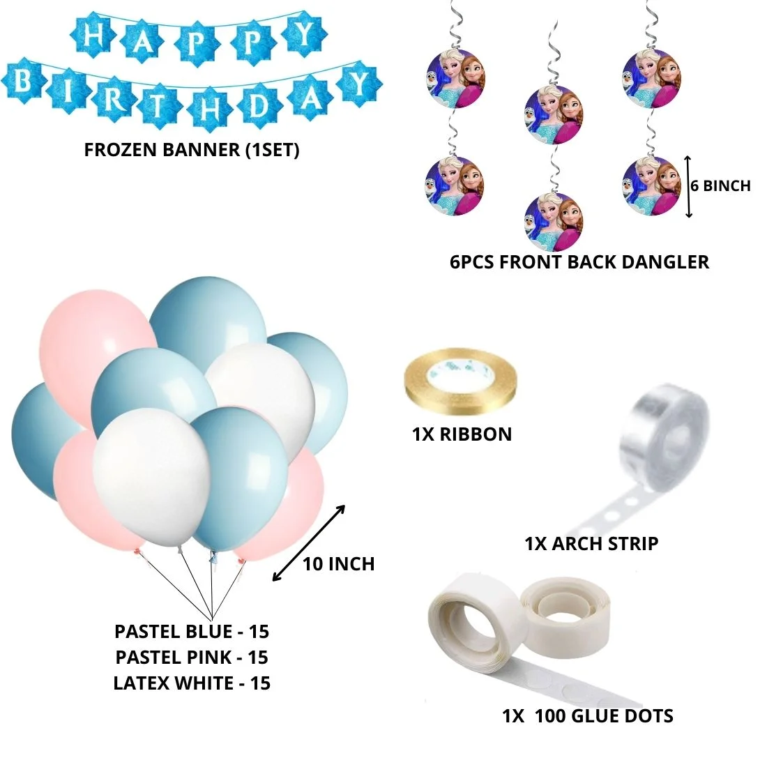 Frozen Theme Birthday/Dangler Decoration DIY Kit (55 Pcs) - Premium Handcrafted 300 GSM Door Dangler by Party Decor Mall India - View 2