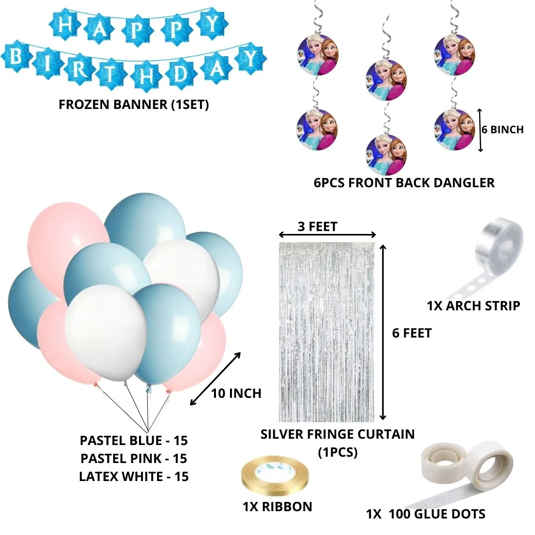 Frozen Theme Birthday/Dangler Decoration DIY Kit (56 Pcs) - Premium Handcrafted 300 GSM Door Dangler by Party Decor Mall India - View 2