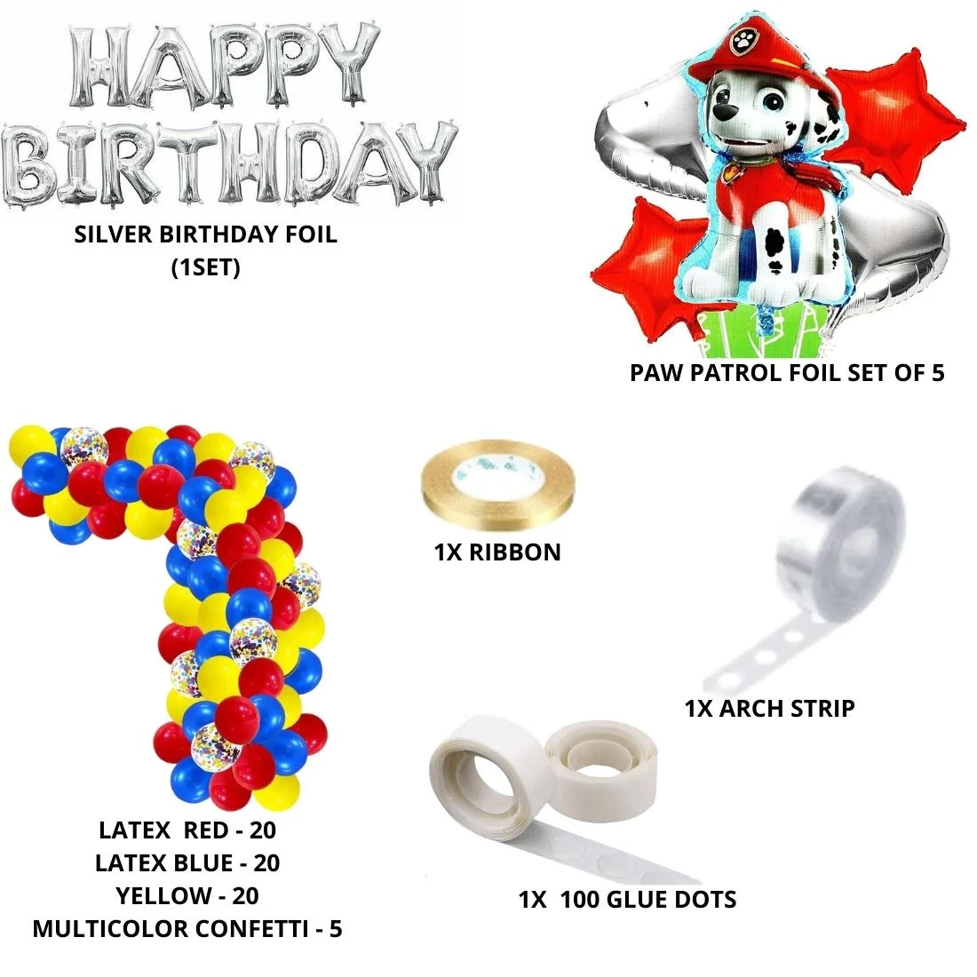 Paw Patrol Theme Birthday - Balloon Decoration DIY Kit (74 Pcs) - Premium Handcrafted 300 GSM Party Supply by Party Decor Mall India - View 2