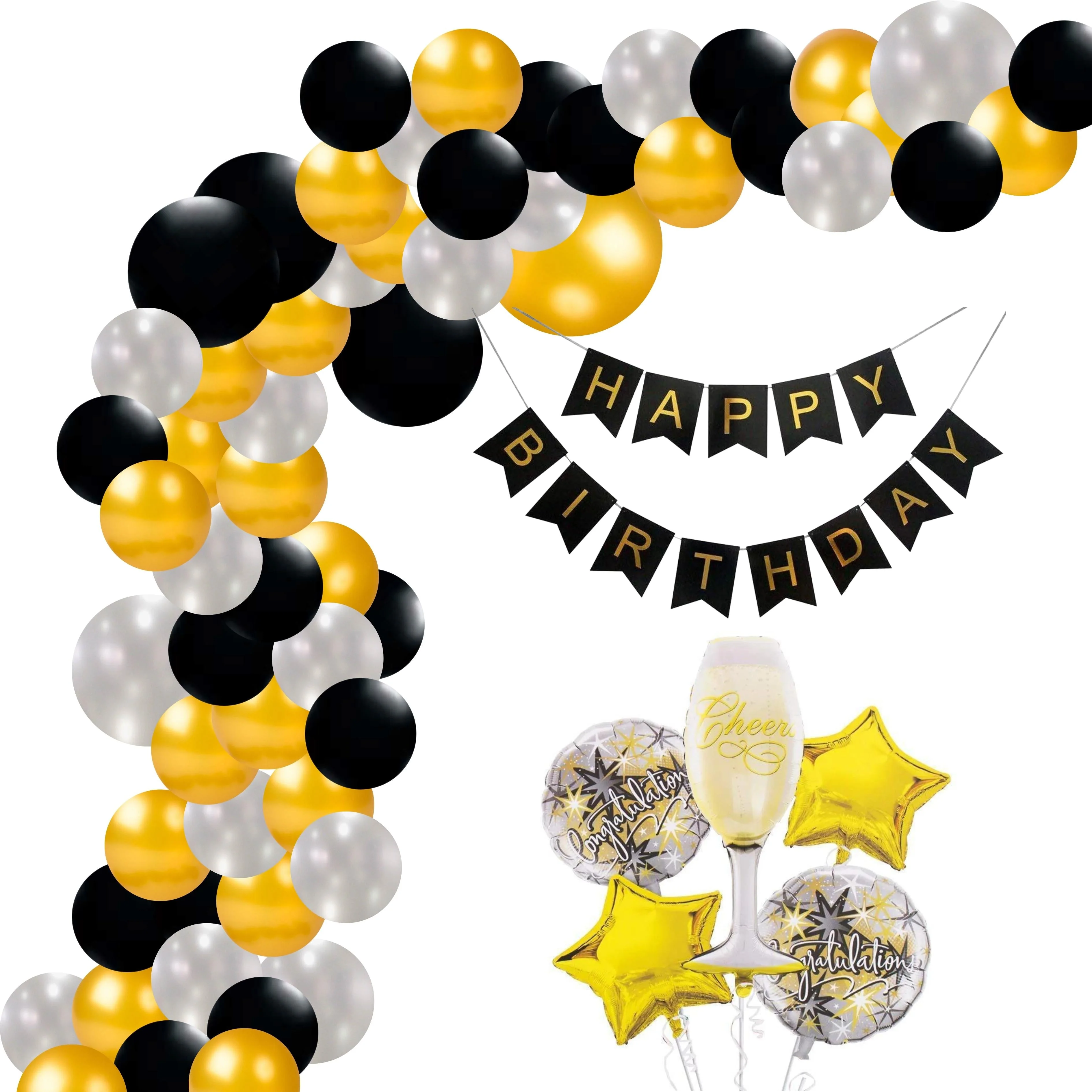 Cheers/congratulations Birthday Decoration Kit(68 Pieces) - Premium Handcrafted 300 GSM Birthday Decoration by Party Decor Mall India - View 1