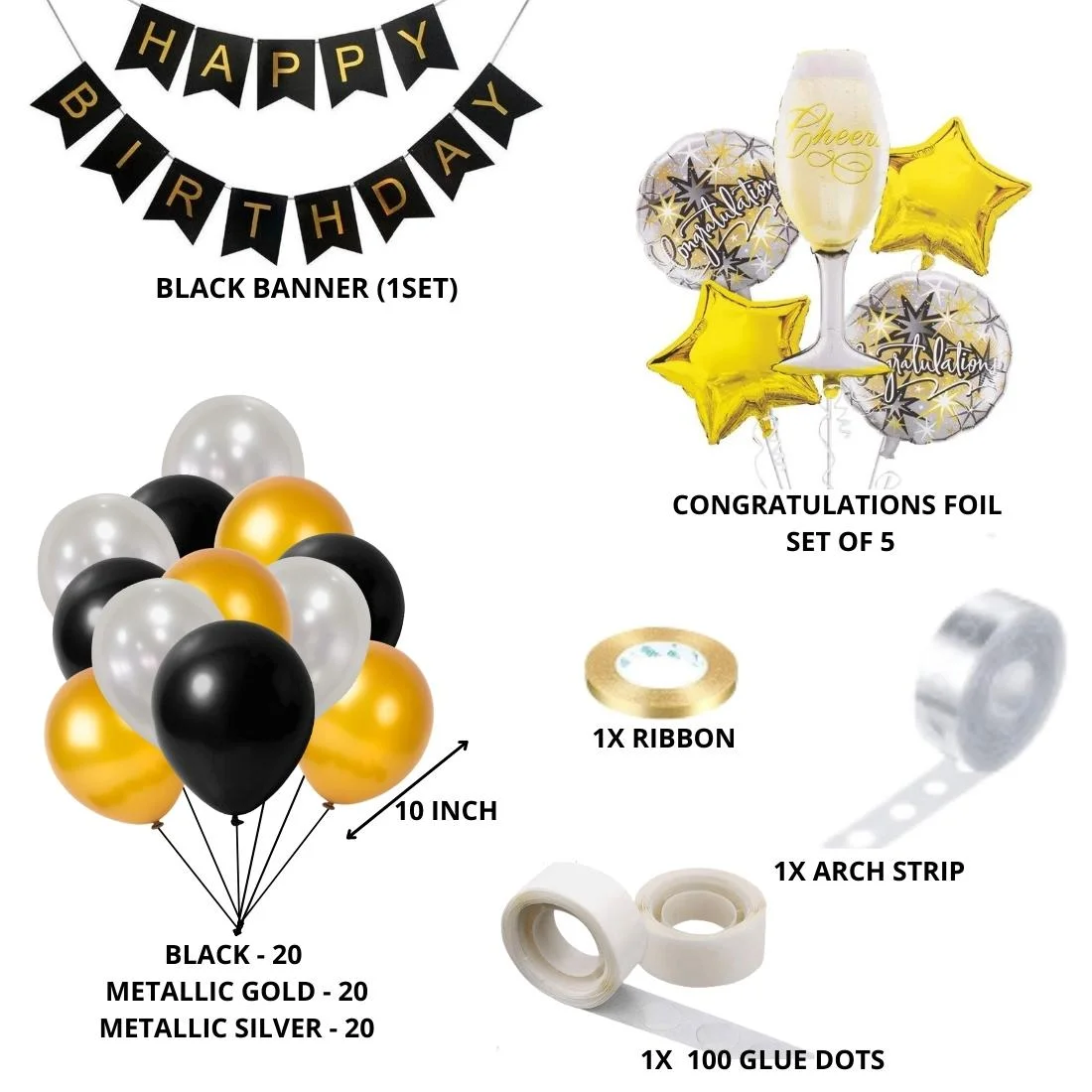 Cheers/congratulations Birthday Decoration Kit(68 Pieces) - Premium Handcrafted 300 GSM Birthday Decoration by Party Decor Mall India - View 2