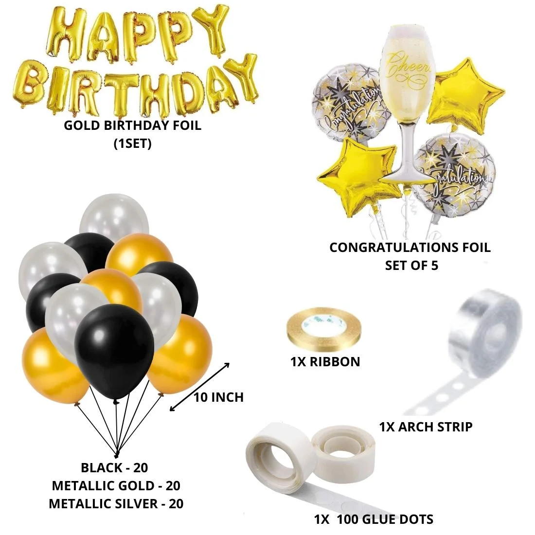Cheers/congratulations Birthday Decoration Kit - Happy Birthday Foil(82 Pieces) - Premium Handcrafted 300 GSM Birthday Decoration by Party Decor Mall India - View 2