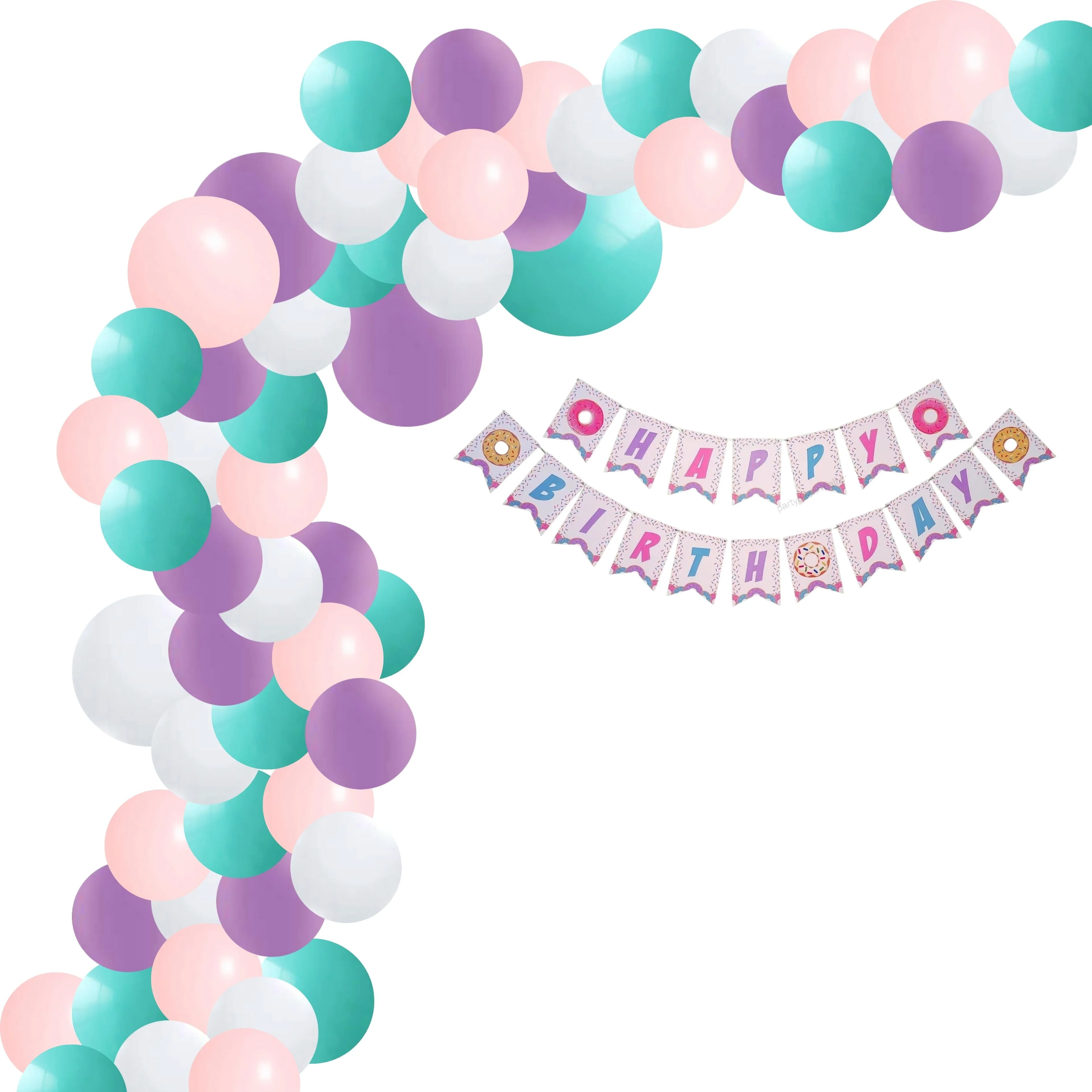 Doughnut Birthday Decoration Kit(62 Pcs) - Premium Handcrafted 300 GSM Birthday Decoration by Party Decor Mall India - View 1