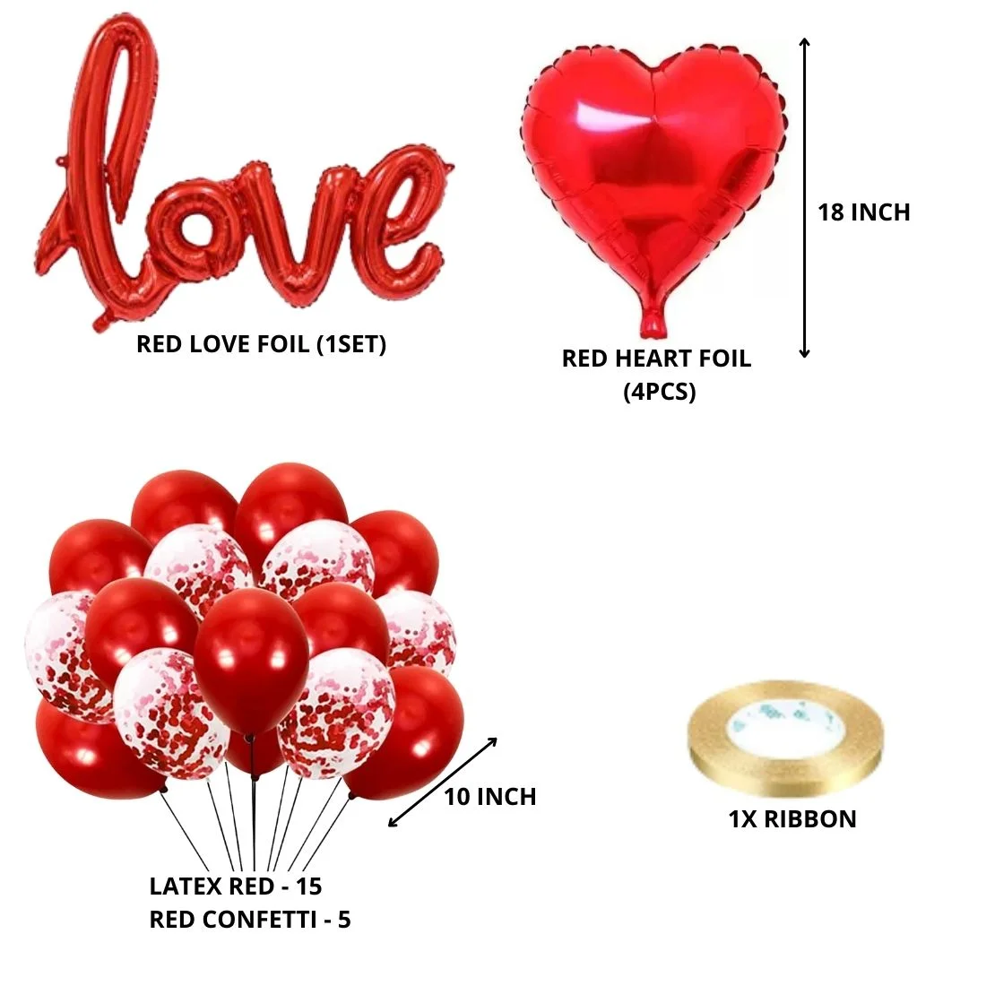 Valentine's / Anniversary / Love Decoration Kit (Red) - - Premium Handcrafted 300 GSM Party Supply by Party Decor Mall India - View 2