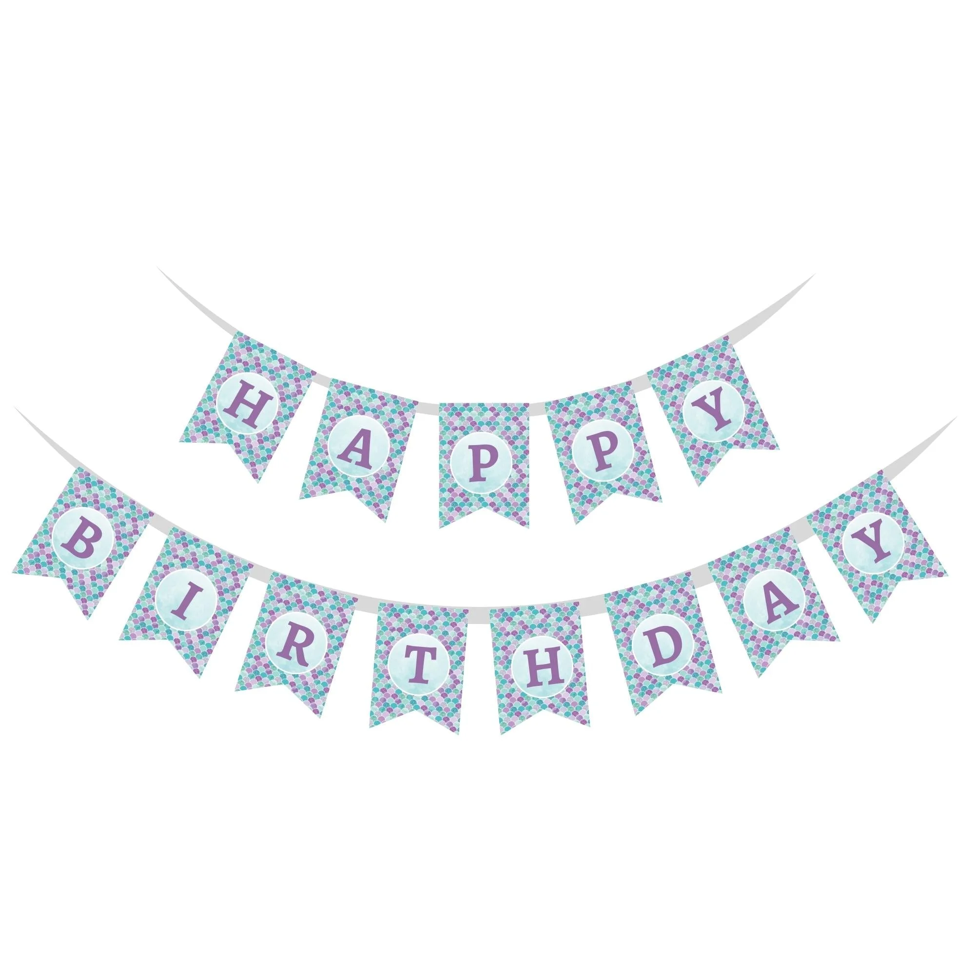 Happy Birthday Banner - Mermaid - Premium Handcrafted 300 GSM Buntings by Party Decor Mall India - View 1