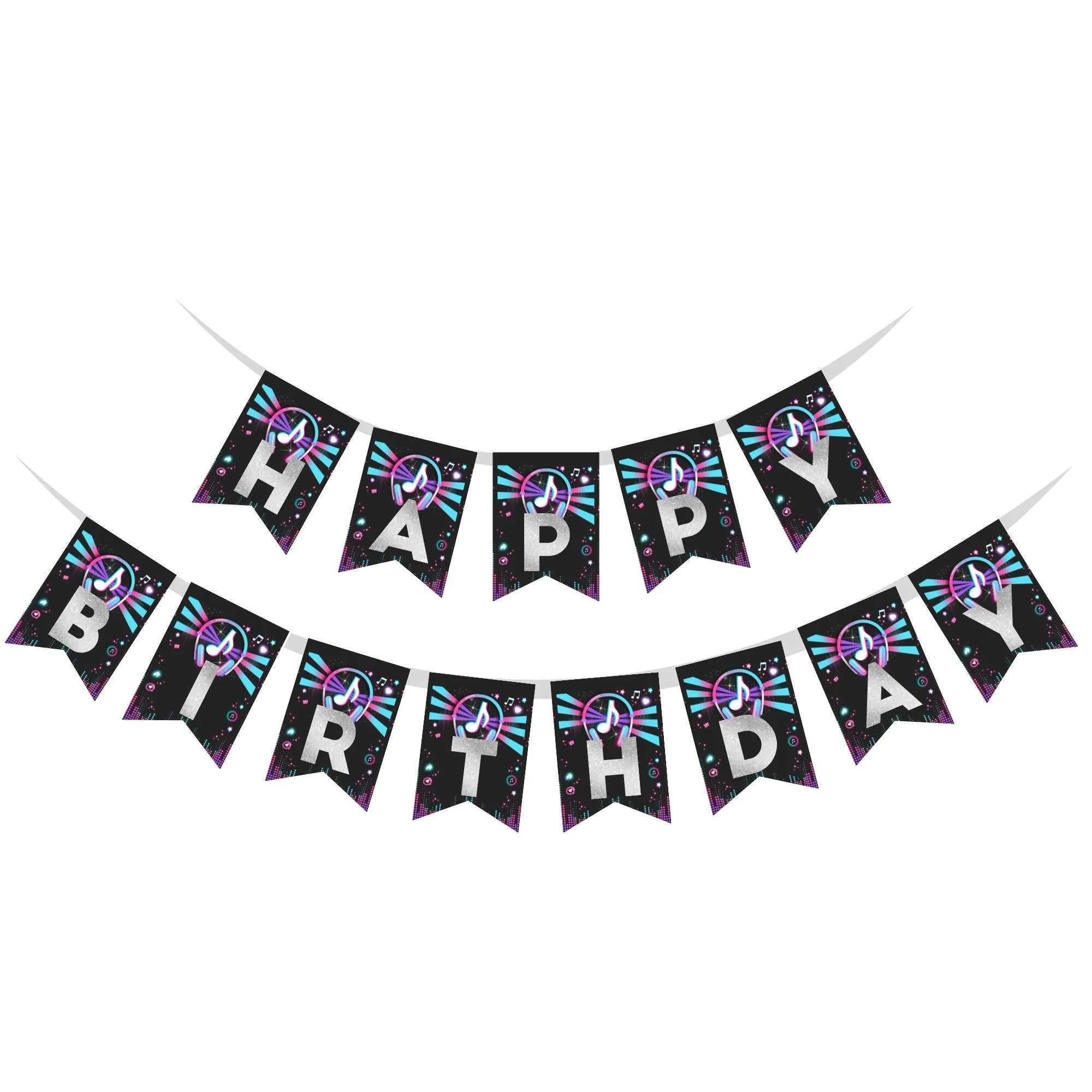 Happy Birthday Banner - Music Theme - Premium Handcrafted 300 GSM Buntings by Party Decor Mall India - View 1