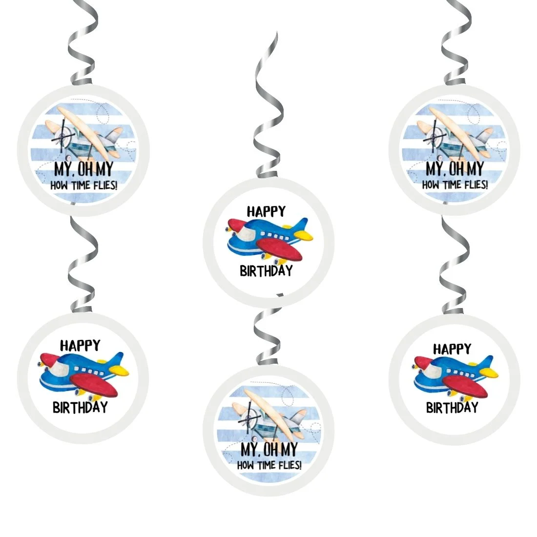 Aeroplane Dangler/Wall Hanging Birthday Decoration – (6 Pieces)