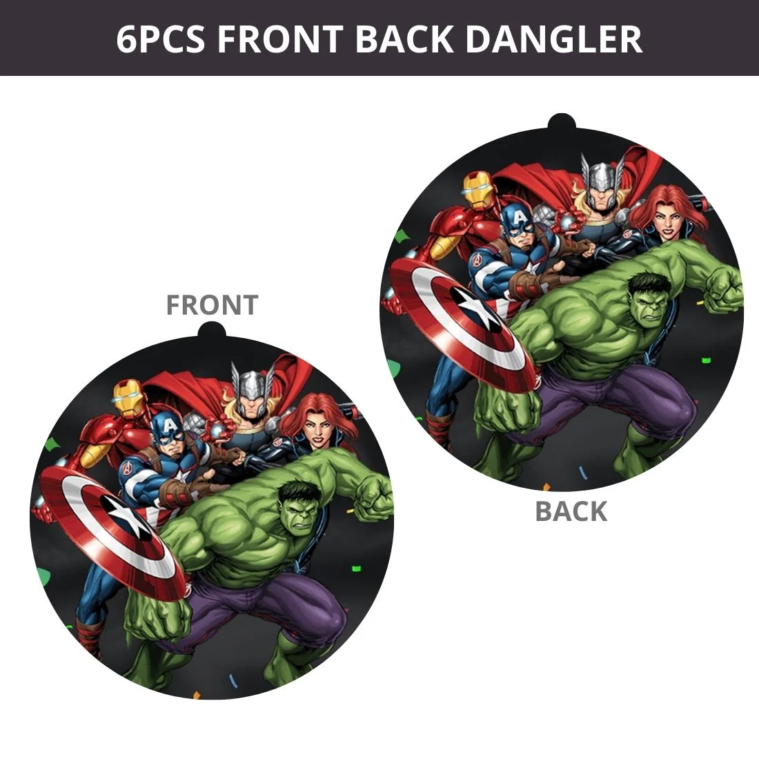 Avengers Dangler/Wall Hanging Birthday Decoration – (6 Pieces) - Premium Handcrafted 300 GSM Birthday Decoration by Party Decor Mall India - View 2