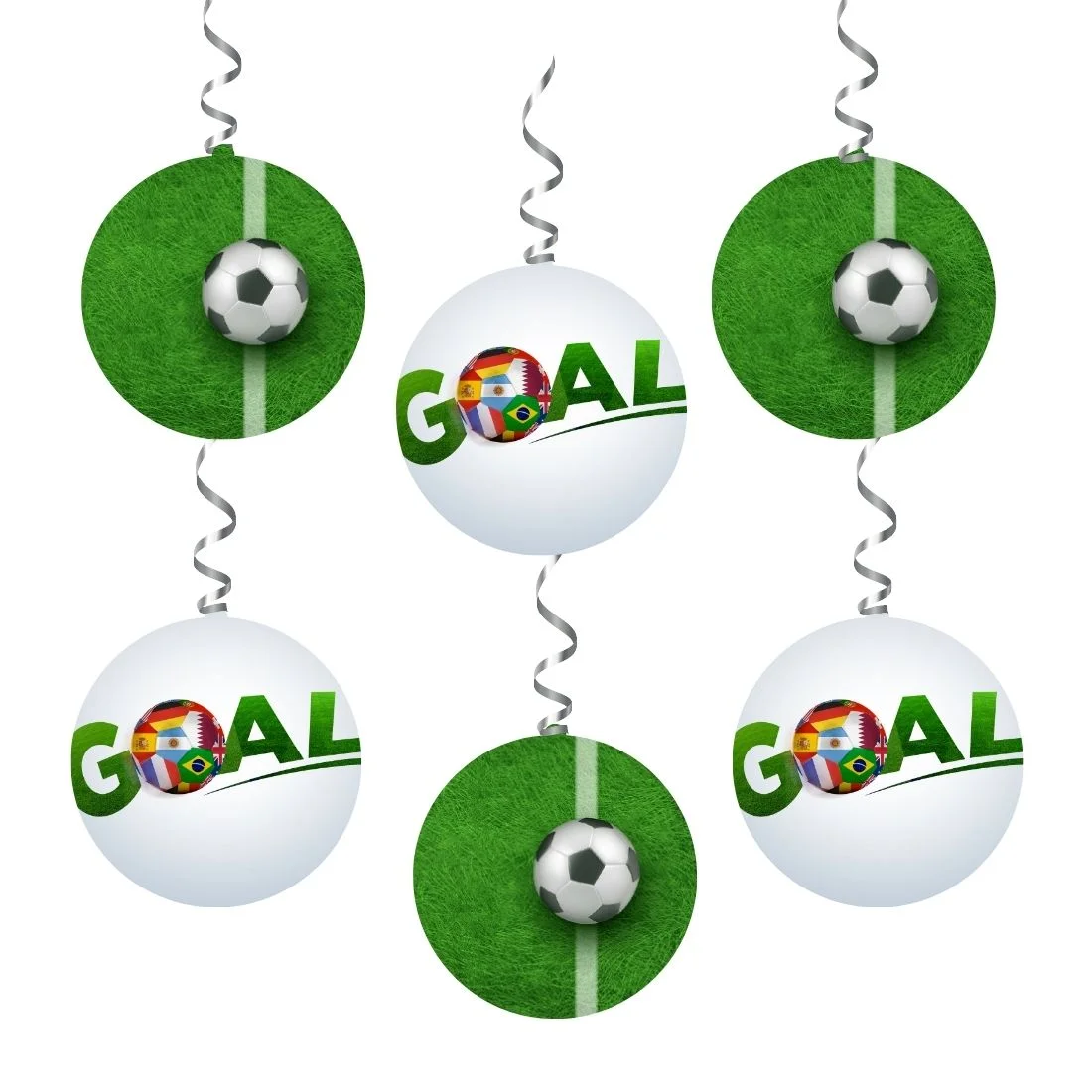 Football Theme Hanging Danglers - Set of 6, Double-Sided Prints, 6 Inches Each with Hanging Ribbon