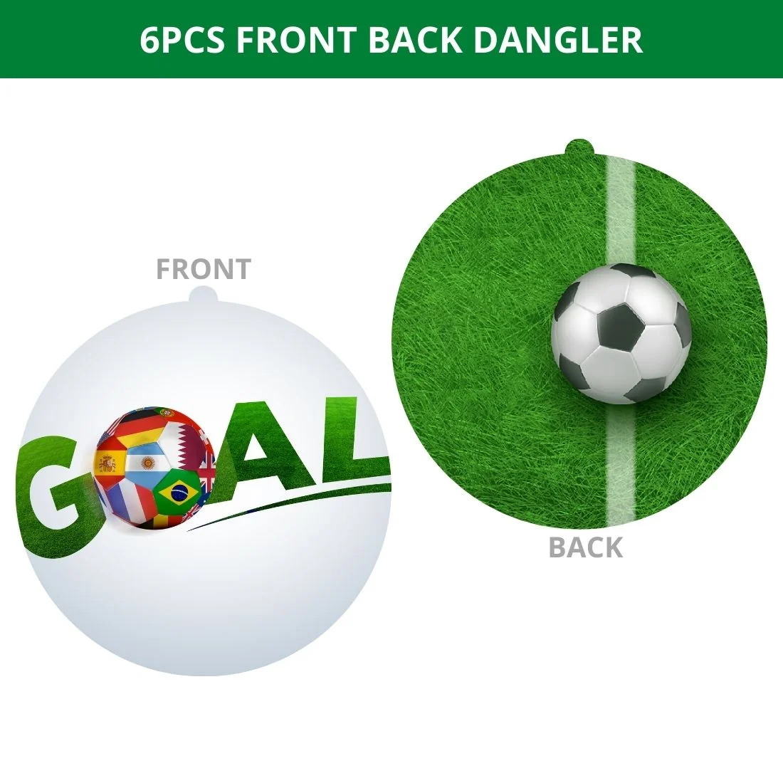 Football Theme Hanging Danglers - Set of 6, Double-Sided Prints, 6 Inches Each with Hanging Ribbon - Premium Handcrafted 300 GSM Danglers by Party Decor Mall India - View 2