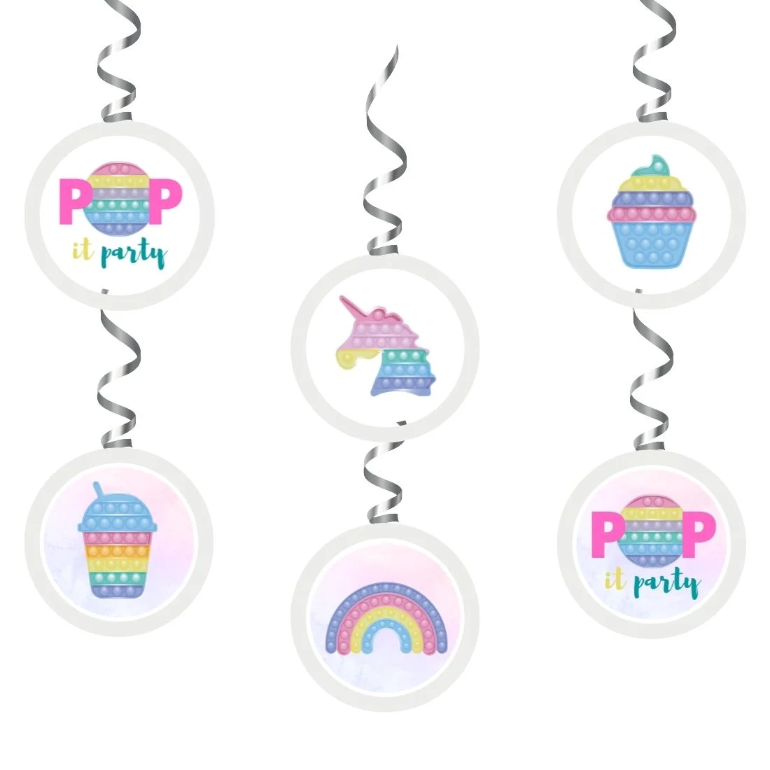 Pop It Dangler/Wall Hanging Birthday Decoration – (6 Pieces) - Premium Handcrafted 300 GSM Birthday Decoration by Party Decor Mall India - View 1