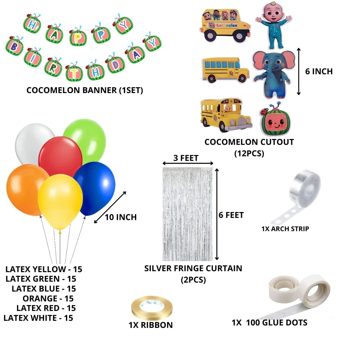 melon Theme Birthday Balloon Decoration DIY Kit (108 Pcs) - Premium Handcrafted 300 GSM Party Supply by Party Decor Mall India - View 2