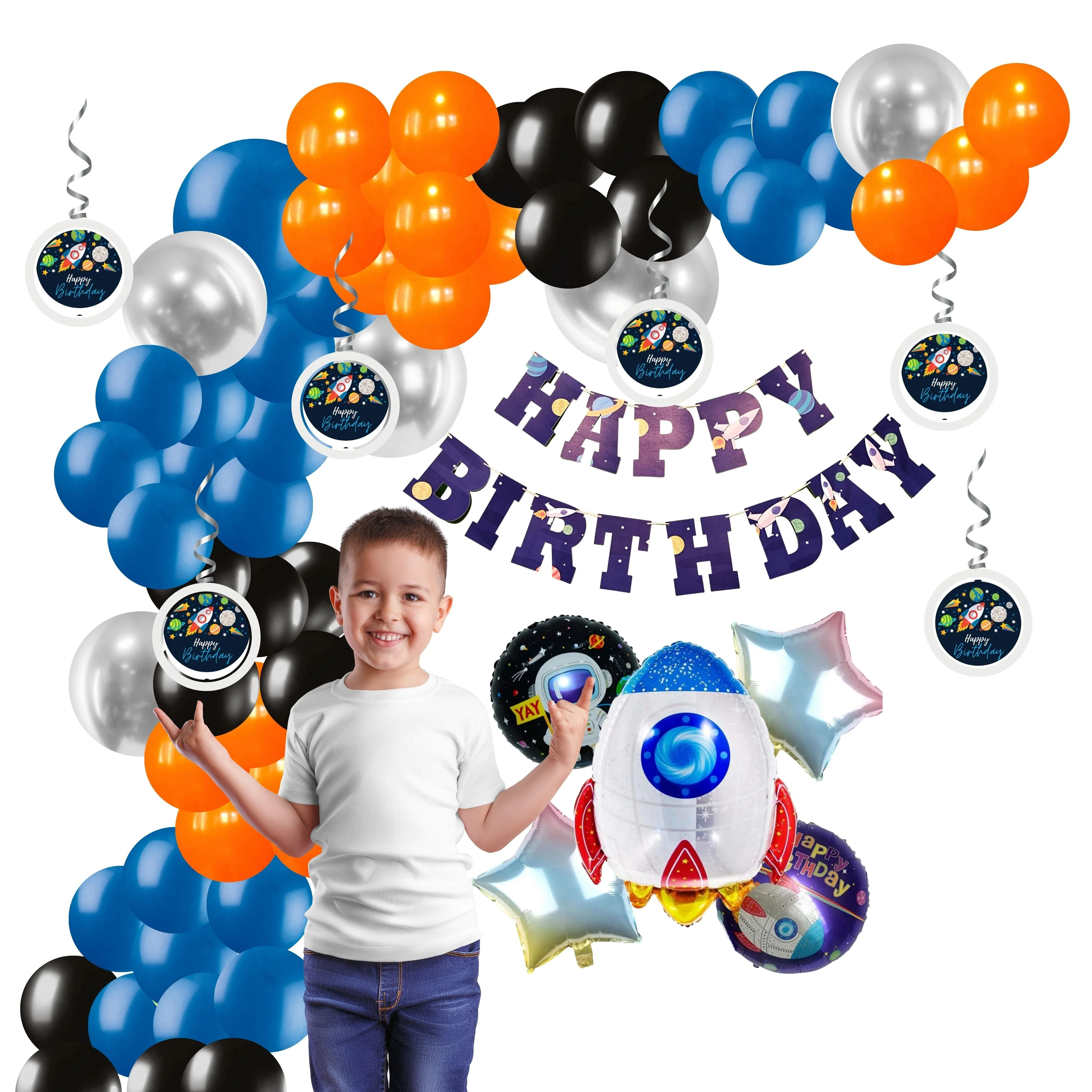 Space Theme Birthday Balloon Decoration DIY Kit (64Pcs)