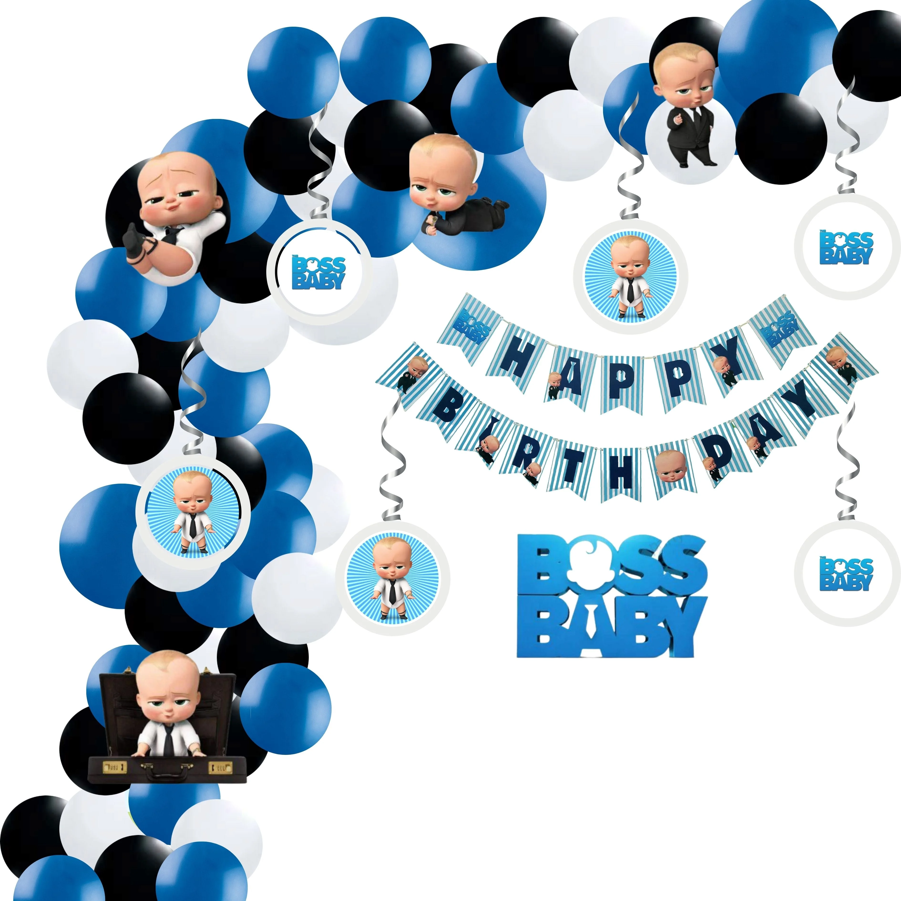 Boss Baby Theme Decorations Combo Set 79Pcs for Boys Birthday Decorations Items Set
