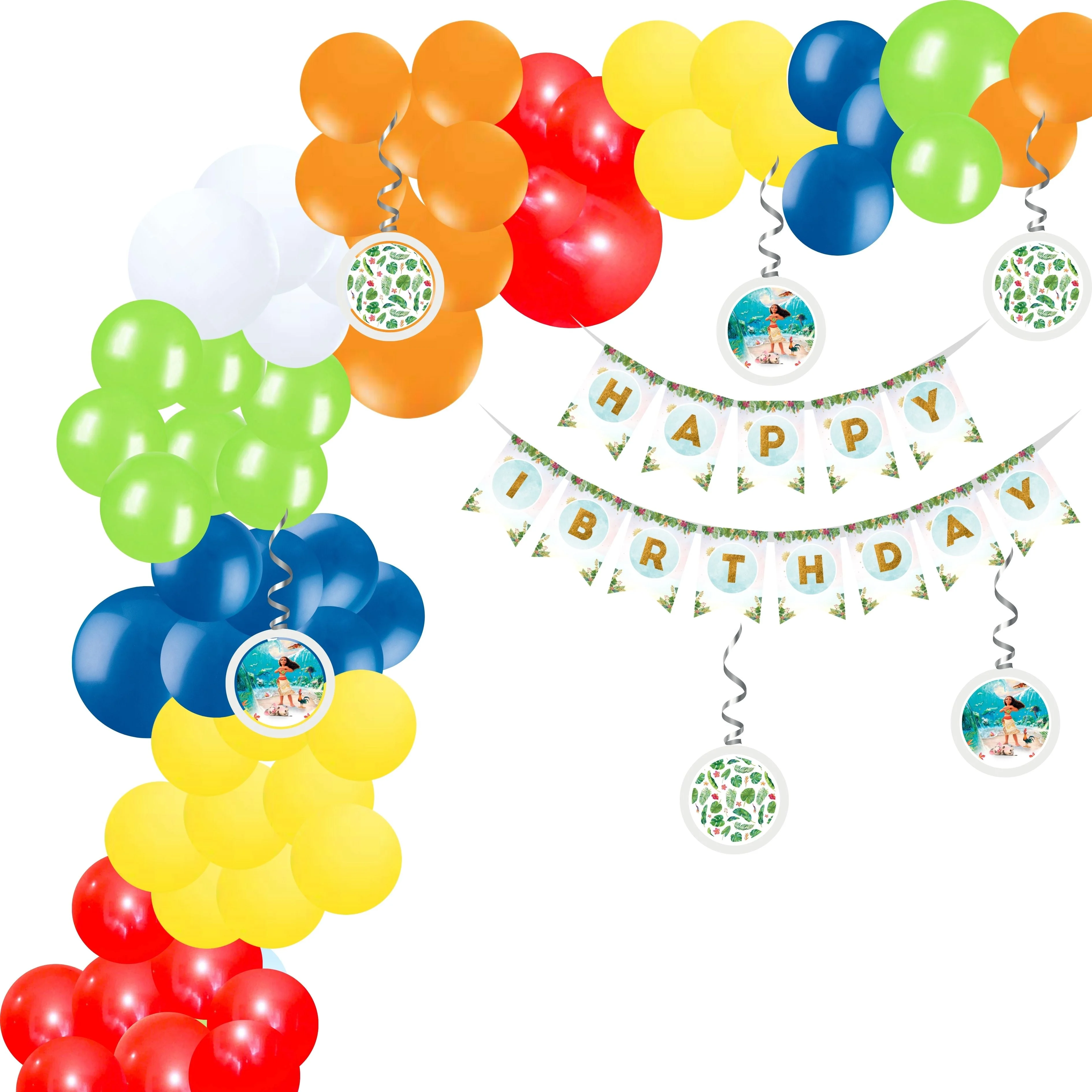 Party Decor Mall Moana Theme Decorations Combo Set 99Pcs for Girl Birthday Decorations Items Set - Premium Handcrafted 300 GSM Birthday Decoration by Party Decor Mall India - View 1