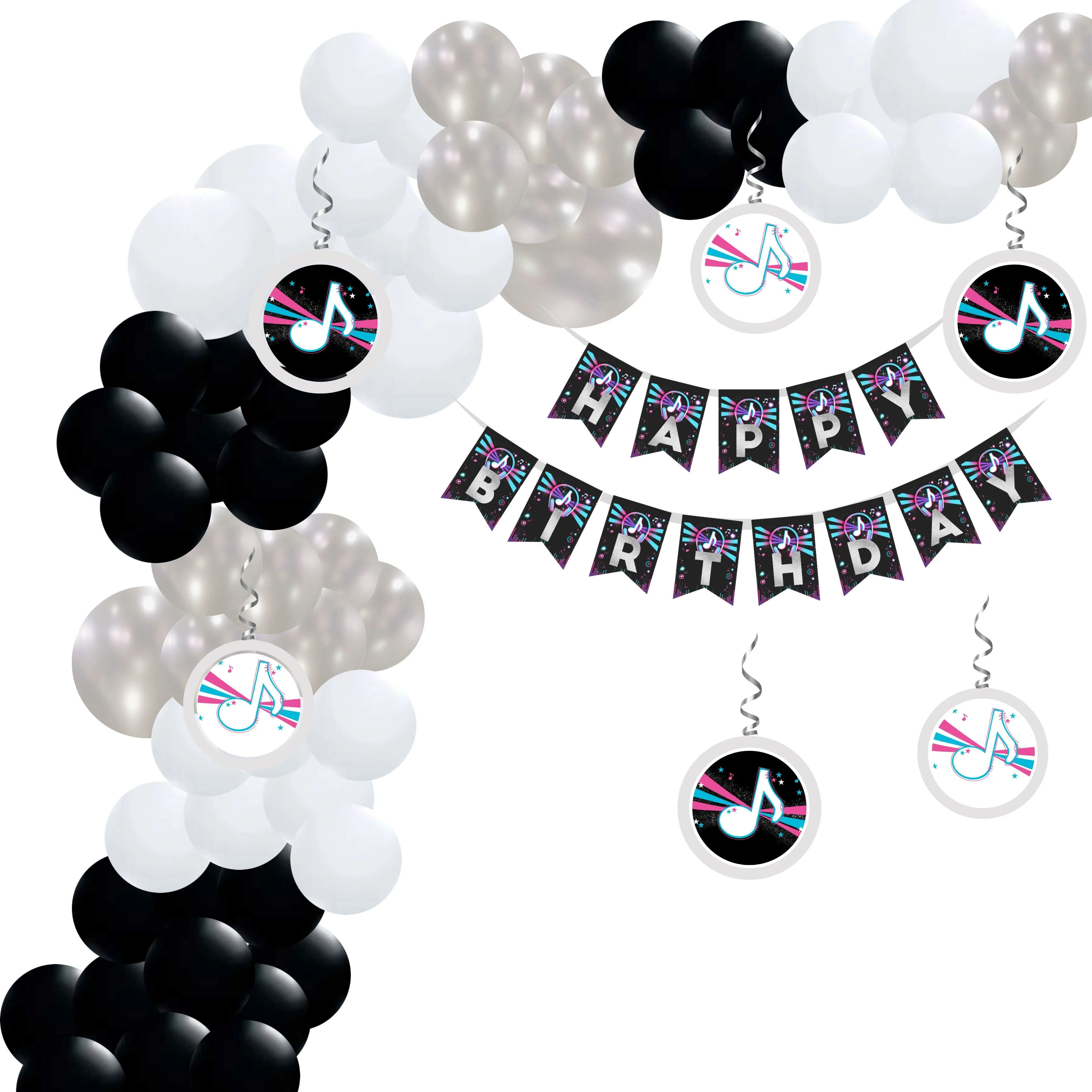 Music Theme Birthday Decoration Kit(69Pcs) - Premium Handcrafted 300 GSM Birthday Decoration by Party Decor Mall India - View 1