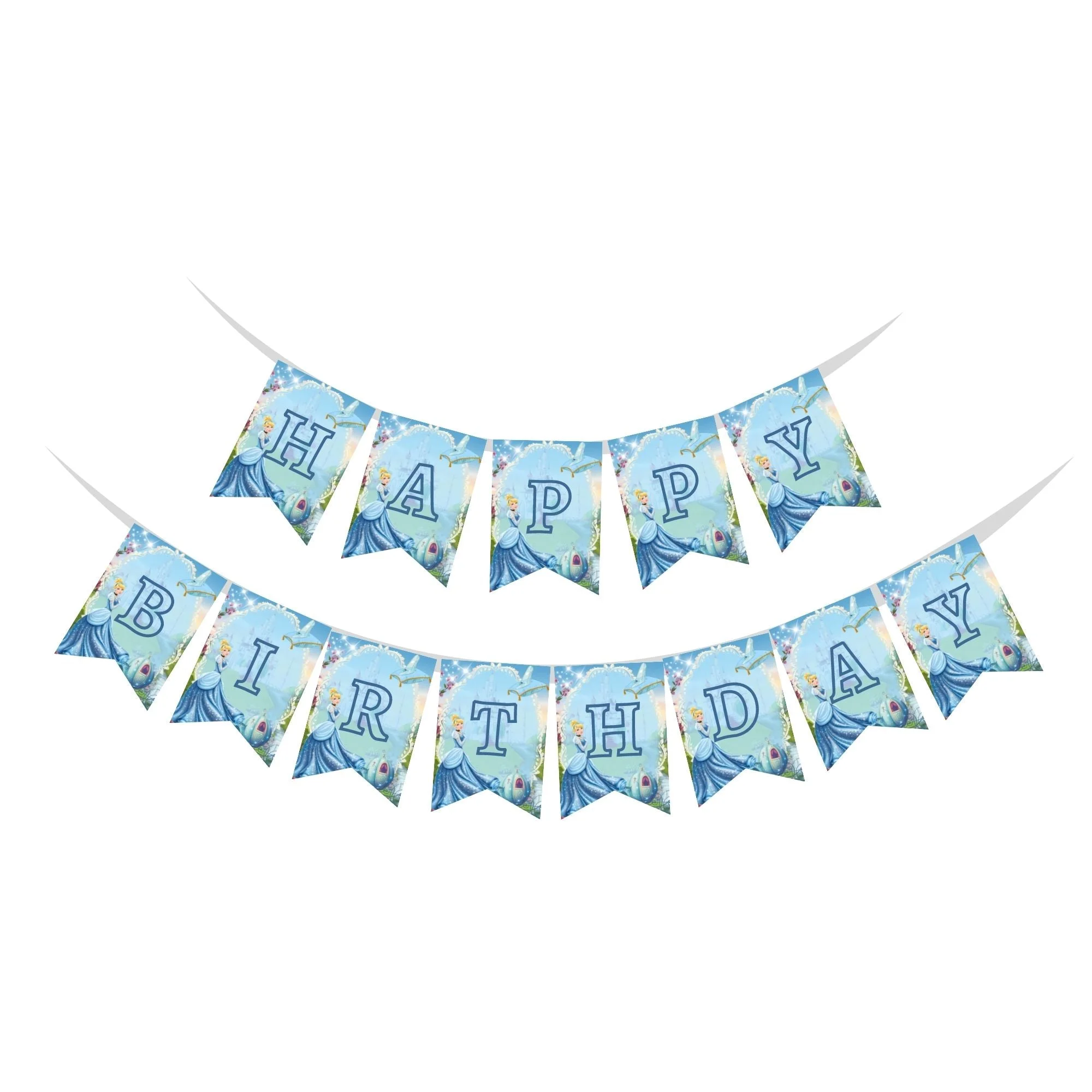 Cinderella Happy Birthday Banner - Premium Handcrafted 300 GSM Buntings by Party Decor Mall India - View 1
