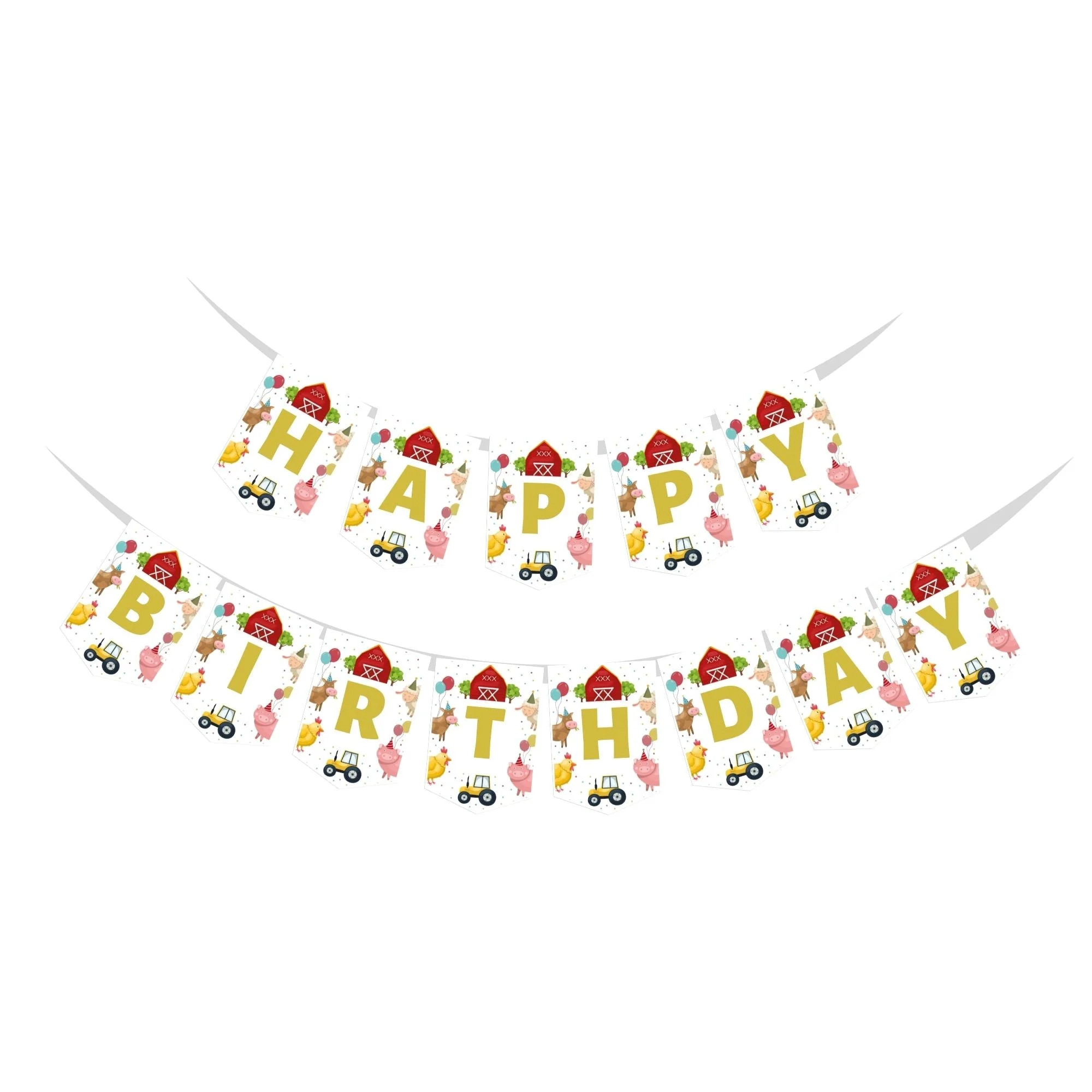 Farm Animals Happy Birthday Banner - Premium Handcrafted 300 GSM Buntings by Party Decor Mall India - View 1