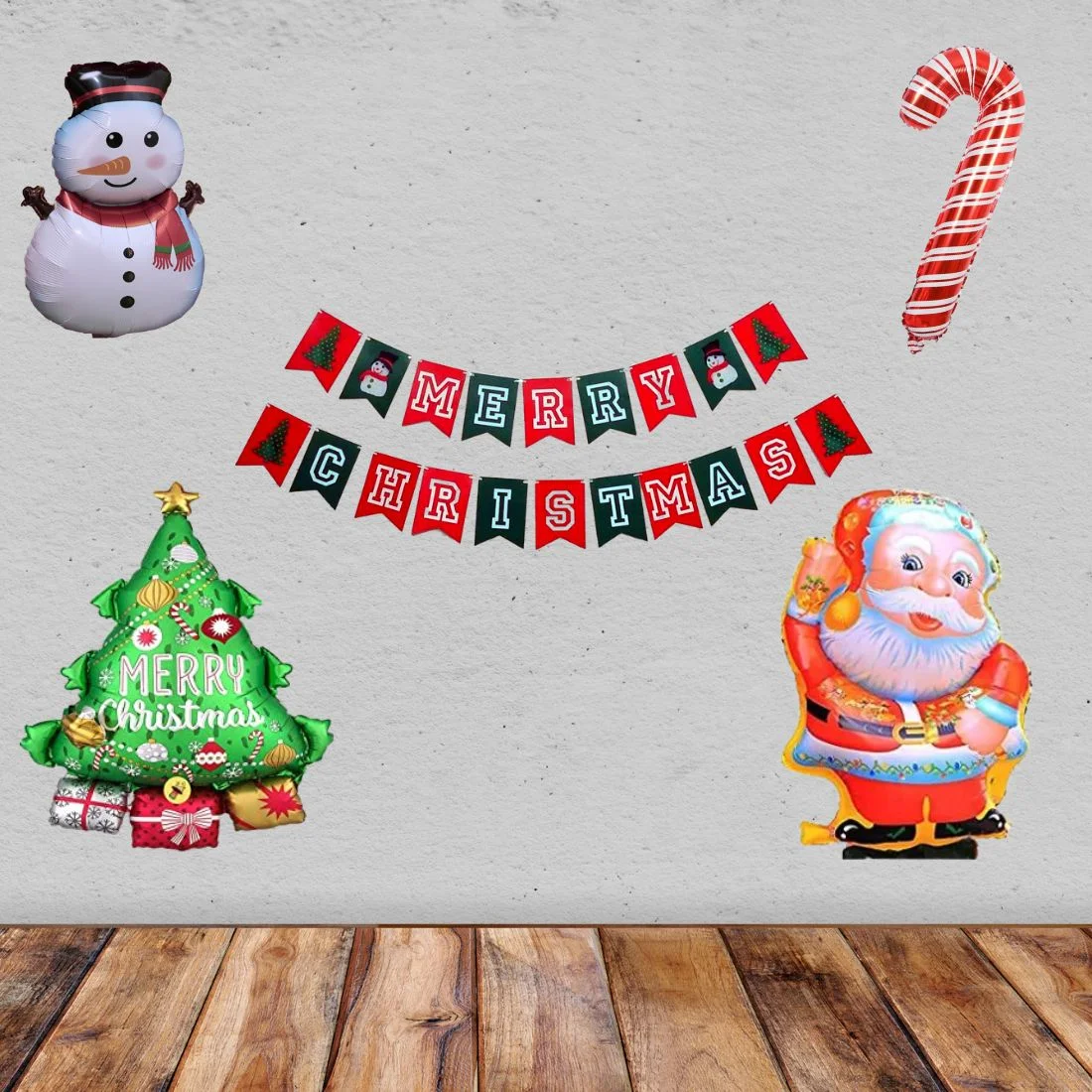 Party Decor Mall Merry Christmas Theme Foil Balloons ( 6Pcs ) - Premium Handcrafted 300 GSM Foil Balloons, Balloons by Party Decor Mall India - View 1