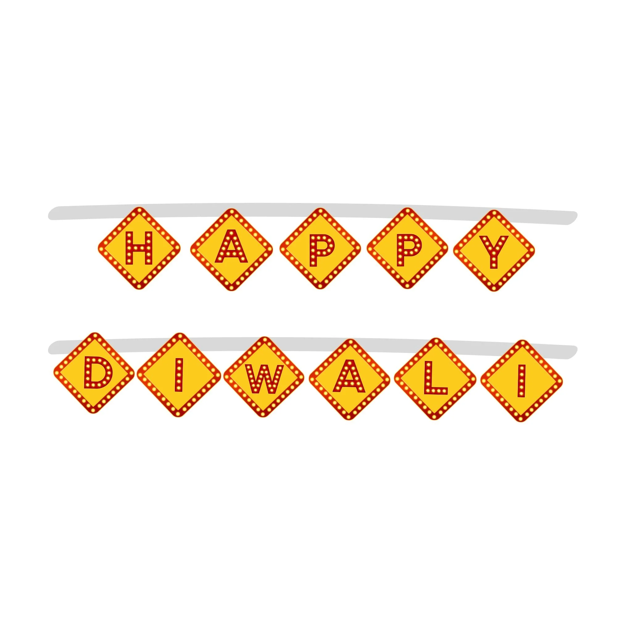 Happy Diwali Banner - (11 Pieces) - Material-Cardstock - Premium Handcrafted 300 GSM Party Supply by Party Decor Mall India - View 1