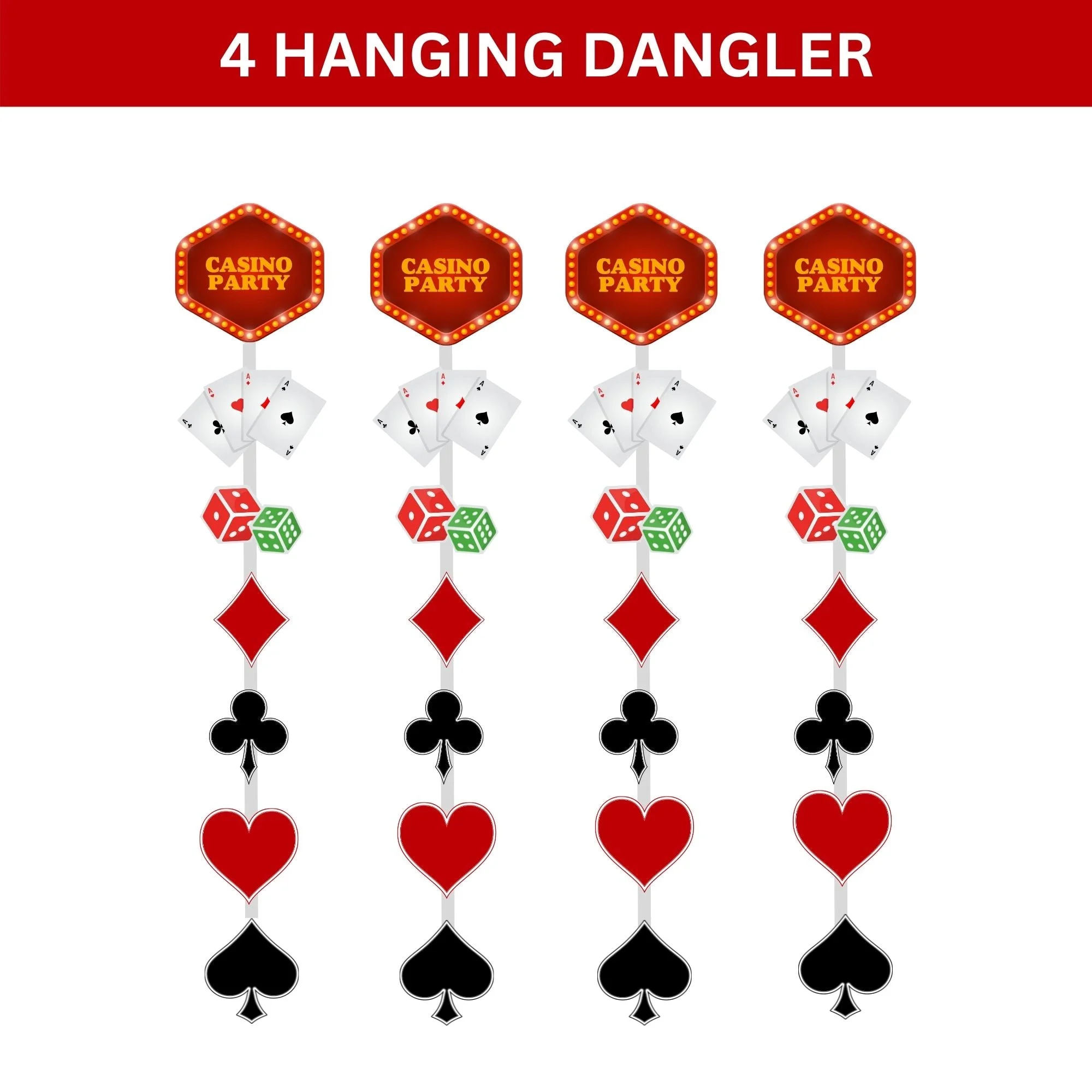 Card Party or Poker Party Dangler/Wall Hanging Decoration – (4 Pieces) - Material-Cardstock - Premium Handcrafted 300 GSM Door Dangler by Party Decor Mall India - View 2