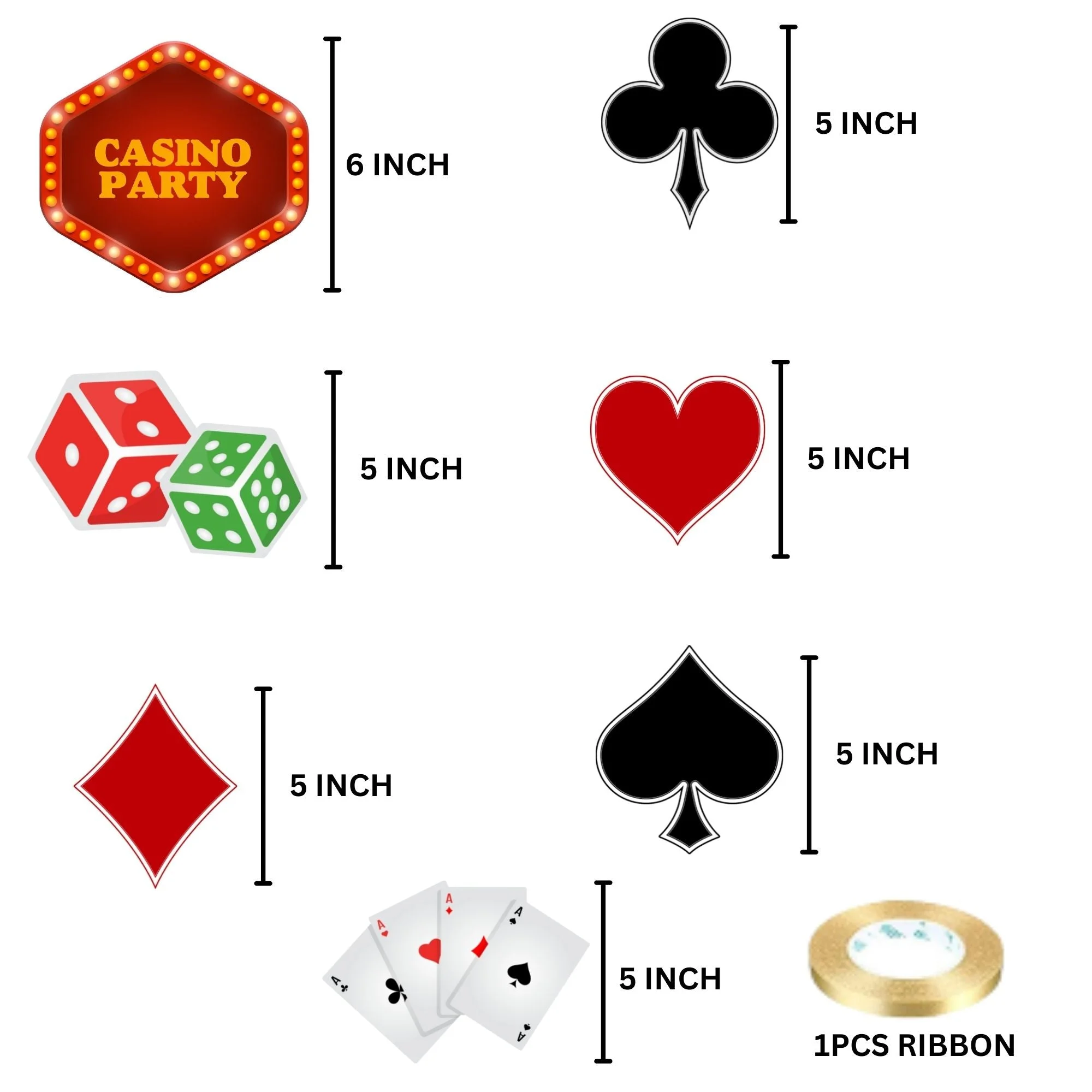 Card Party or Poker Party Dangler/Wall Hanging Decoration – (4 Pieces) - Material-Cardstock - Premium Handcrafted 300 GSM Door Dangler by Party Decor Mall India - View 3