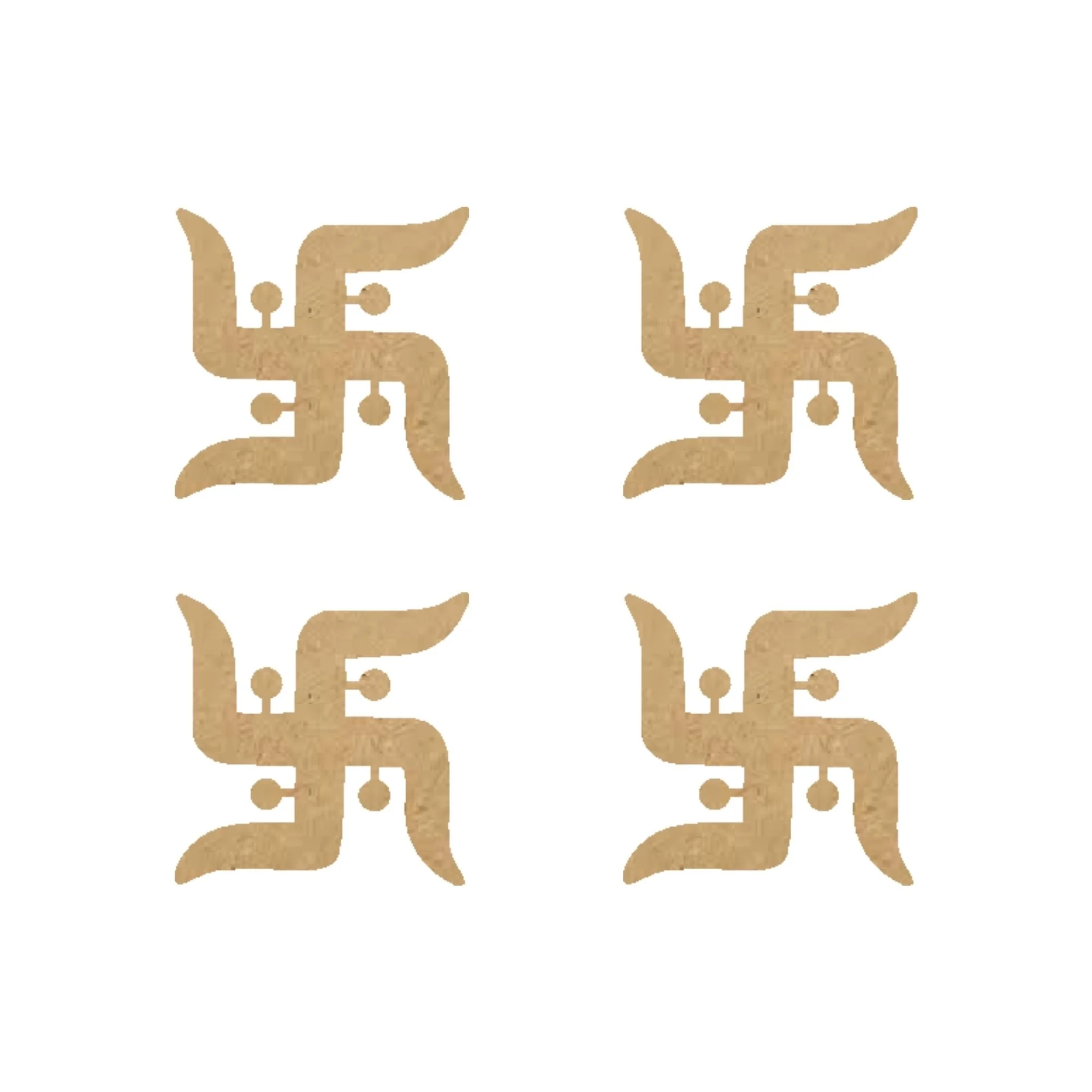 Wooden Swastik - Set of 4 - Premium Handcrafted 300 GSM Party Supply by Party Decor Mall India - View 1