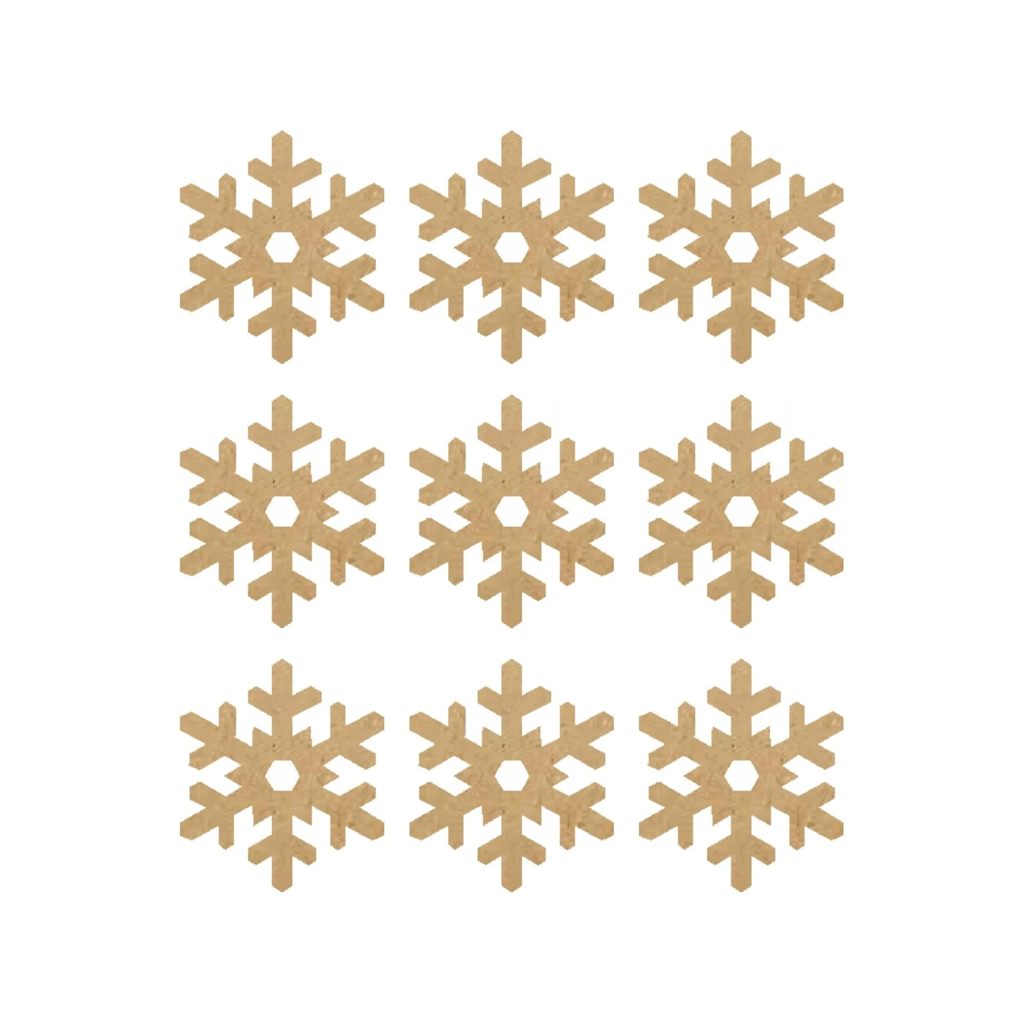 Mdf Snowflake For Christmas Decoration - Set of 9