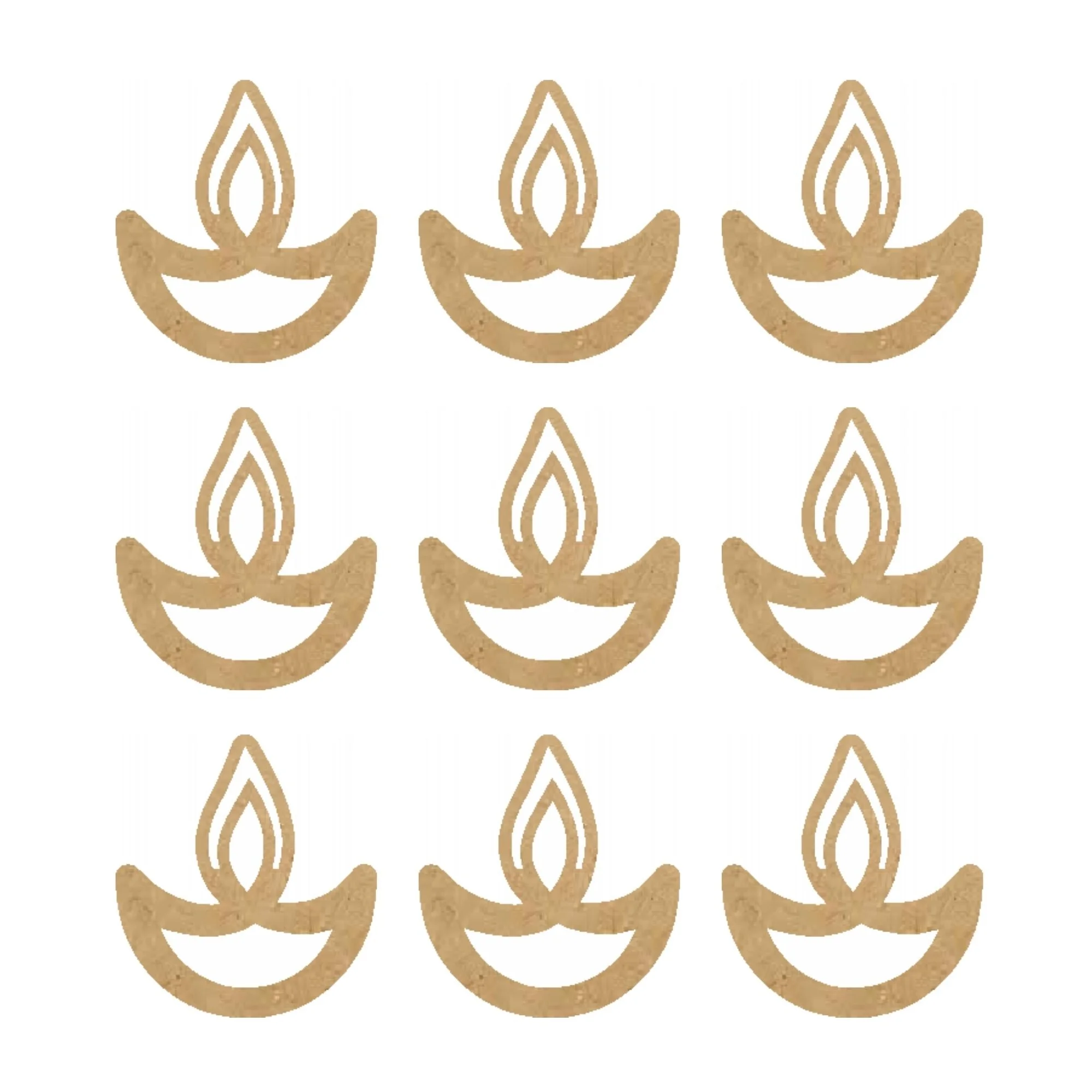 Wooden Diya Shape Diwali Decoration Bunting (9 Pcs)
