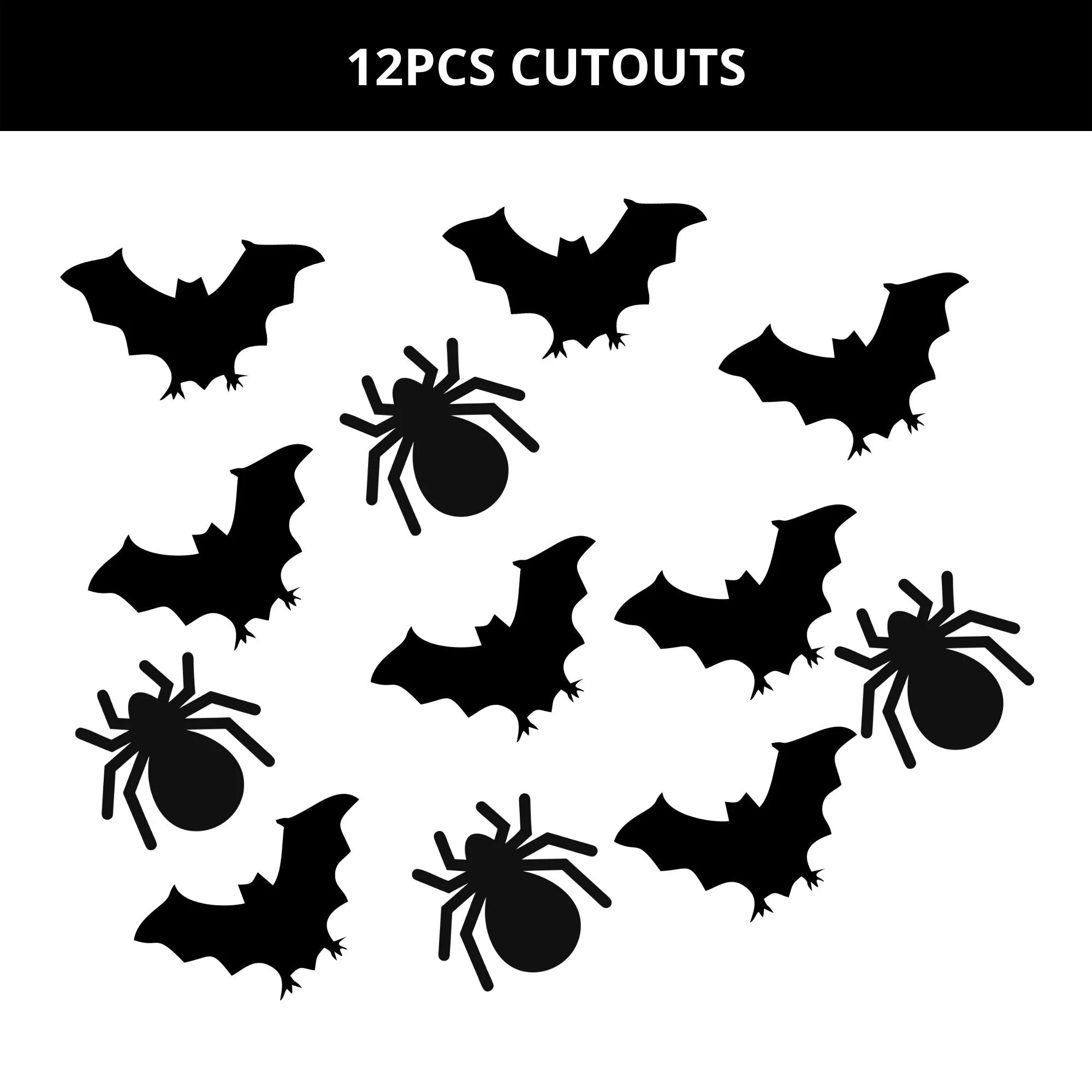 Spider And Bat Halloween Cutout (12 Pcs) - Material-Cardstock - Premium Handcrafted 300 GSM Paper Cutouts by Party Decor Mall India - View 2