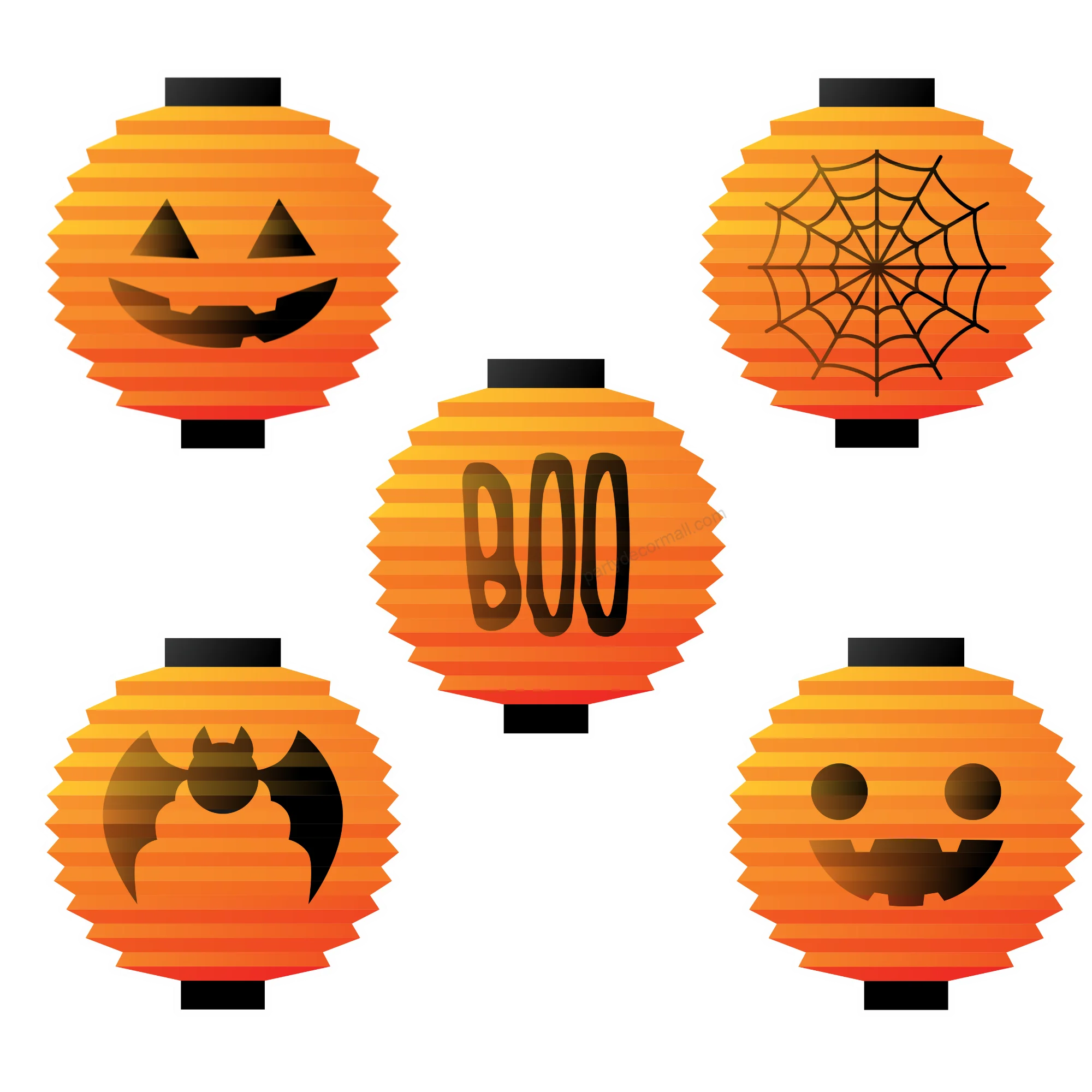 Halloween Lantern Cardstock Dangler (6 Inches/250 GSM Cardstock/Orange, Black/10 Pieces) - Premium Handcrafted 300 GSM Door Dangler by Party Decor Mall India - View 3