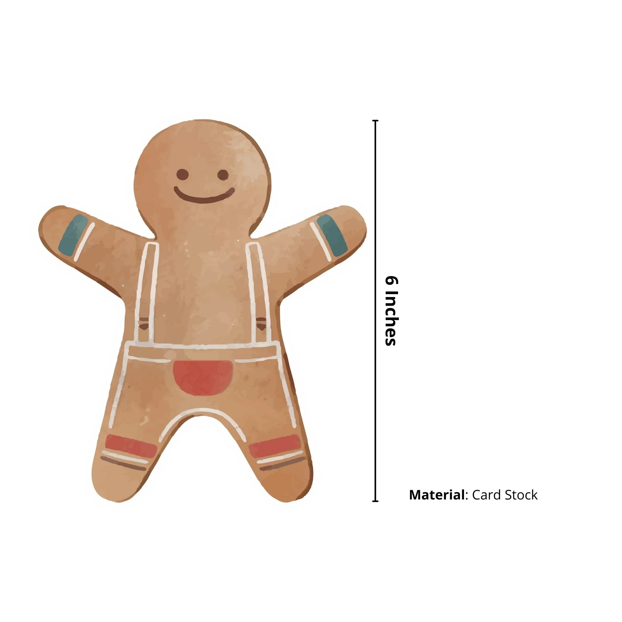 Merry Christmas Gingerbread Man Banner. (6 Inches per card/250 GSM Cardstock/Brown, White/12) - Premium Handcrafted 300 GSM Buntings by Party Decor Mall India - View 2