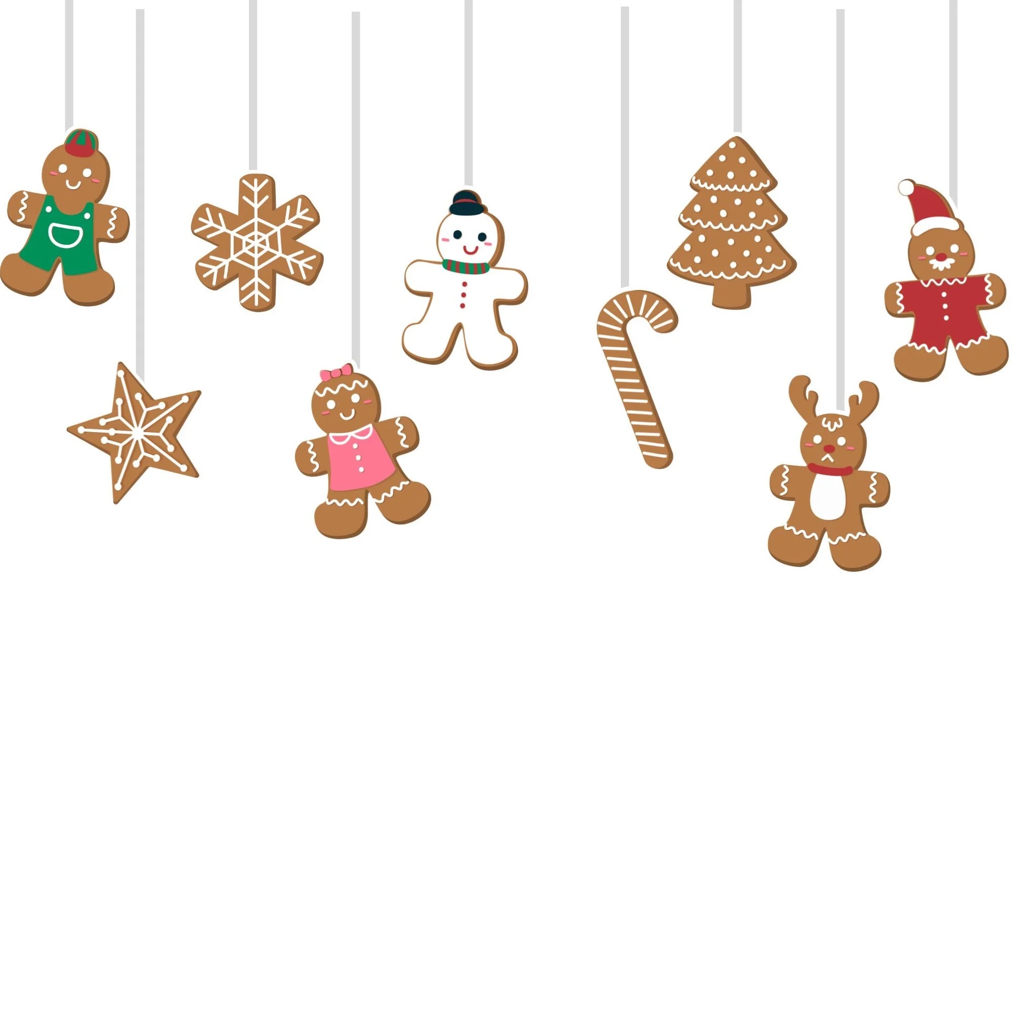 Gingerbread man Christmas Bunting(6 Inches per card / 250 GSM Card Stock / Multicolour / 10 Pieces) - Premium Handcrafted 300 GSM Buntings by Party Decor Mall India - View 6