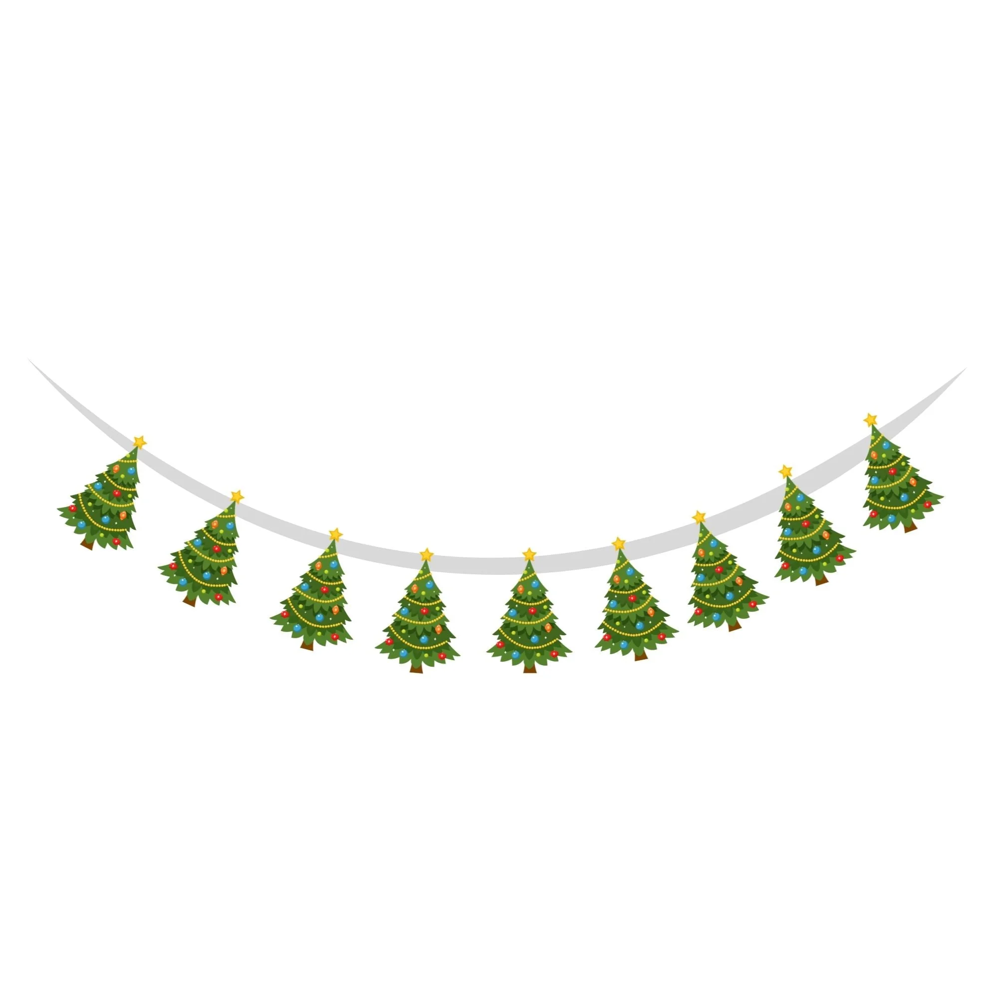 Merry Christmas Tree Banner/Bunting (6 Inches per card/250 GSM Cardstock/Multicolour/10) - Premium Handcrafted 300 GSM Buntings by Party Decor Mall India - View 2