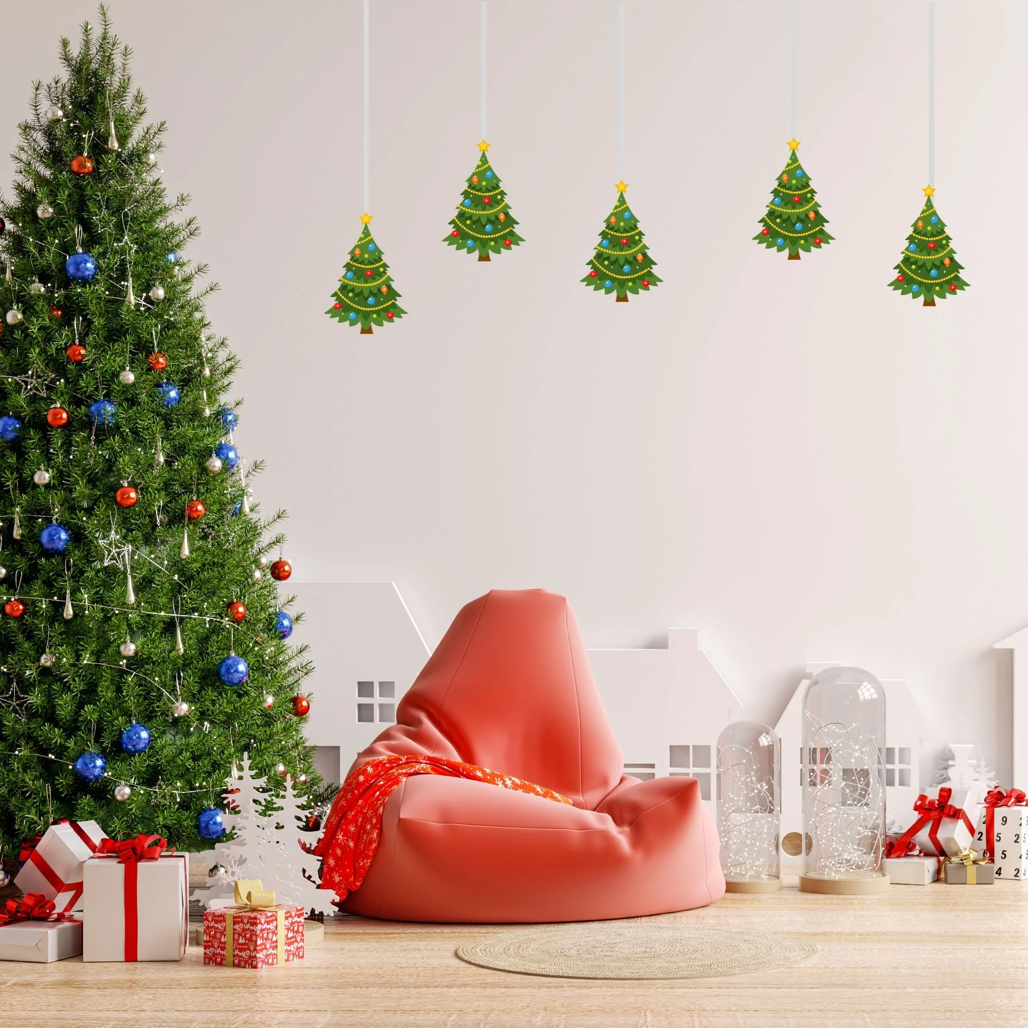 Merry Christmas Tree Banner/Bunting (6 Inches per card/250 GSM Cardstock/Multicolour/10) - Premium Handcrafted 300 GSM Buntings by Party Decor Mall India - View 5