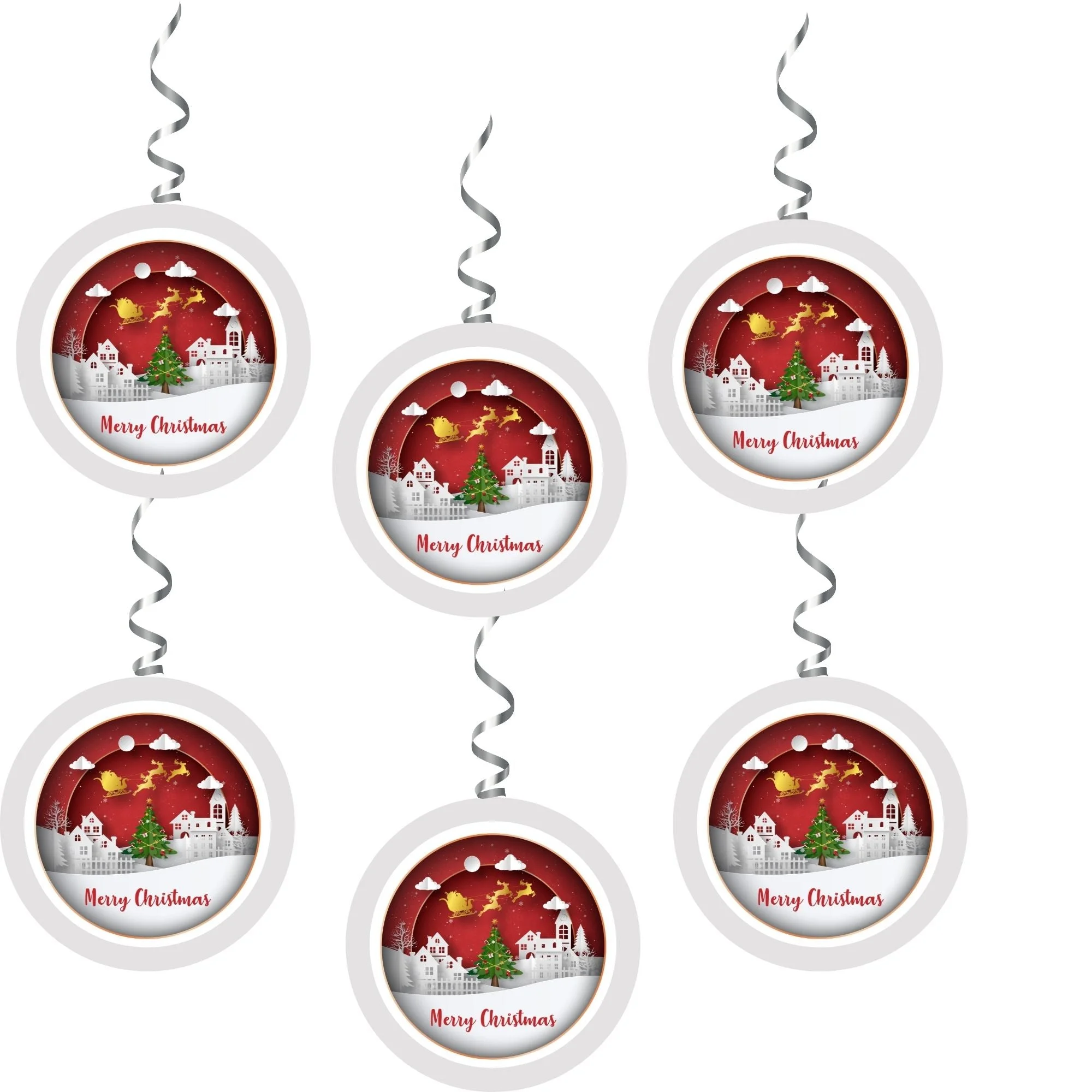 Merry Christmas Dangler/Bunting (6 Inches per card/250 GSM Cardstock/Multicolour/6)