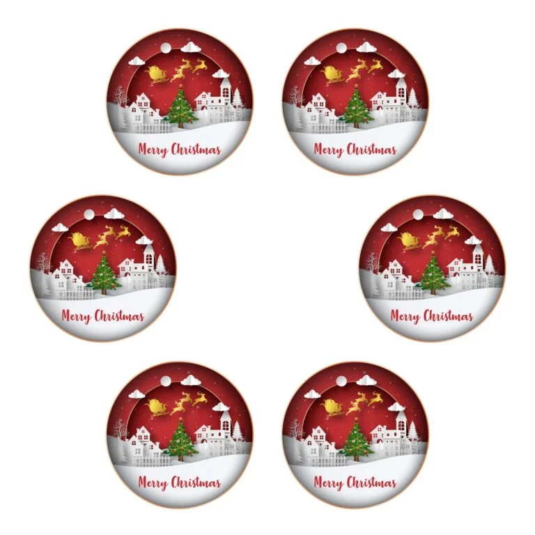 Merry Christmas Dangler/Bunting (6 Inches per card/250 GSM Cardstock/Multicolour/6) - Premium Handcrafted 300 GSM Buntings by Party Decor Mall India - View 2