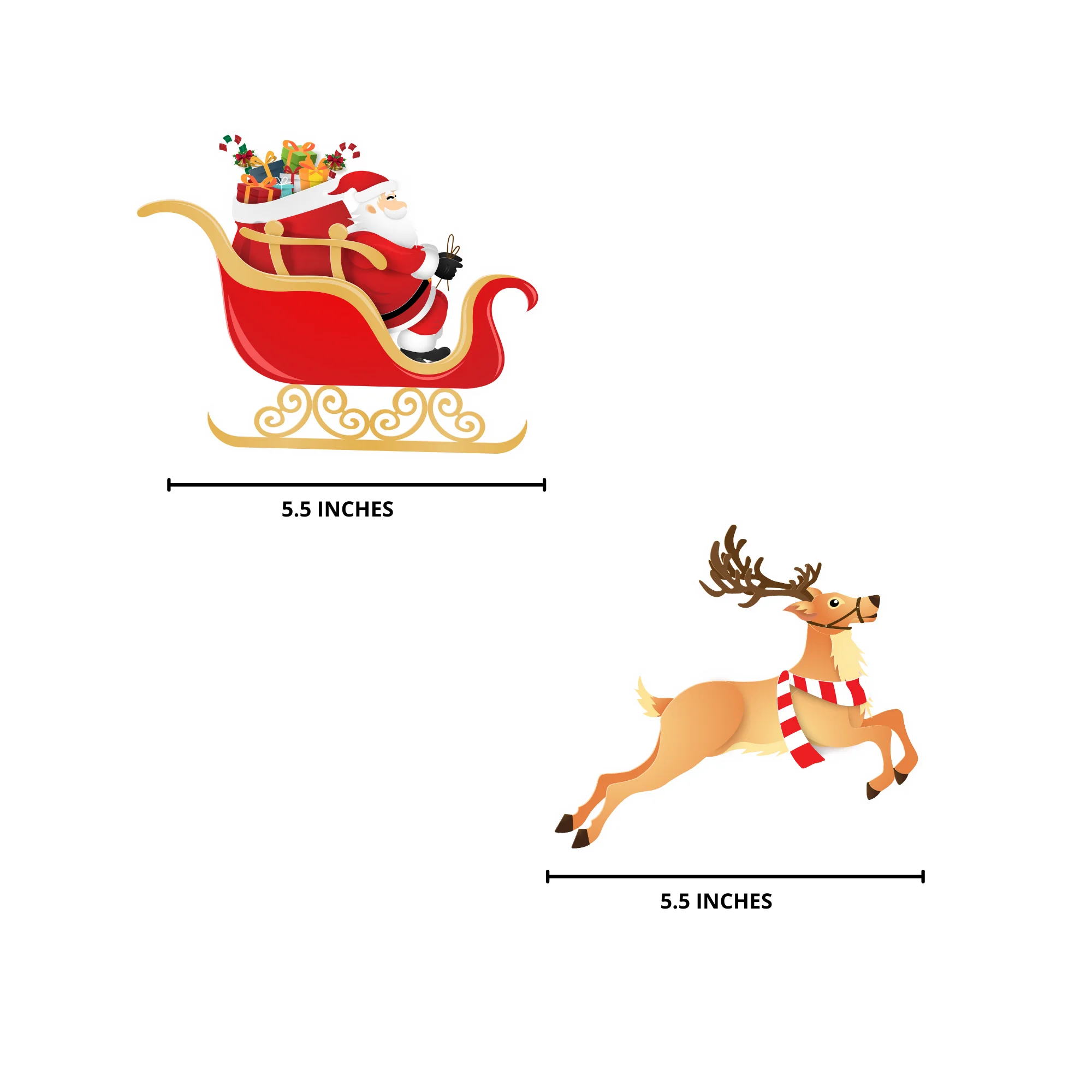 Santa Claus and Reindeer Bunting for Christmas (6 Inches/250 GSM Cardstock/Red, Brown/8 Pcs) - Premium Handcrafted 300 GSM Buntings by Party Decor Mall India - View 2