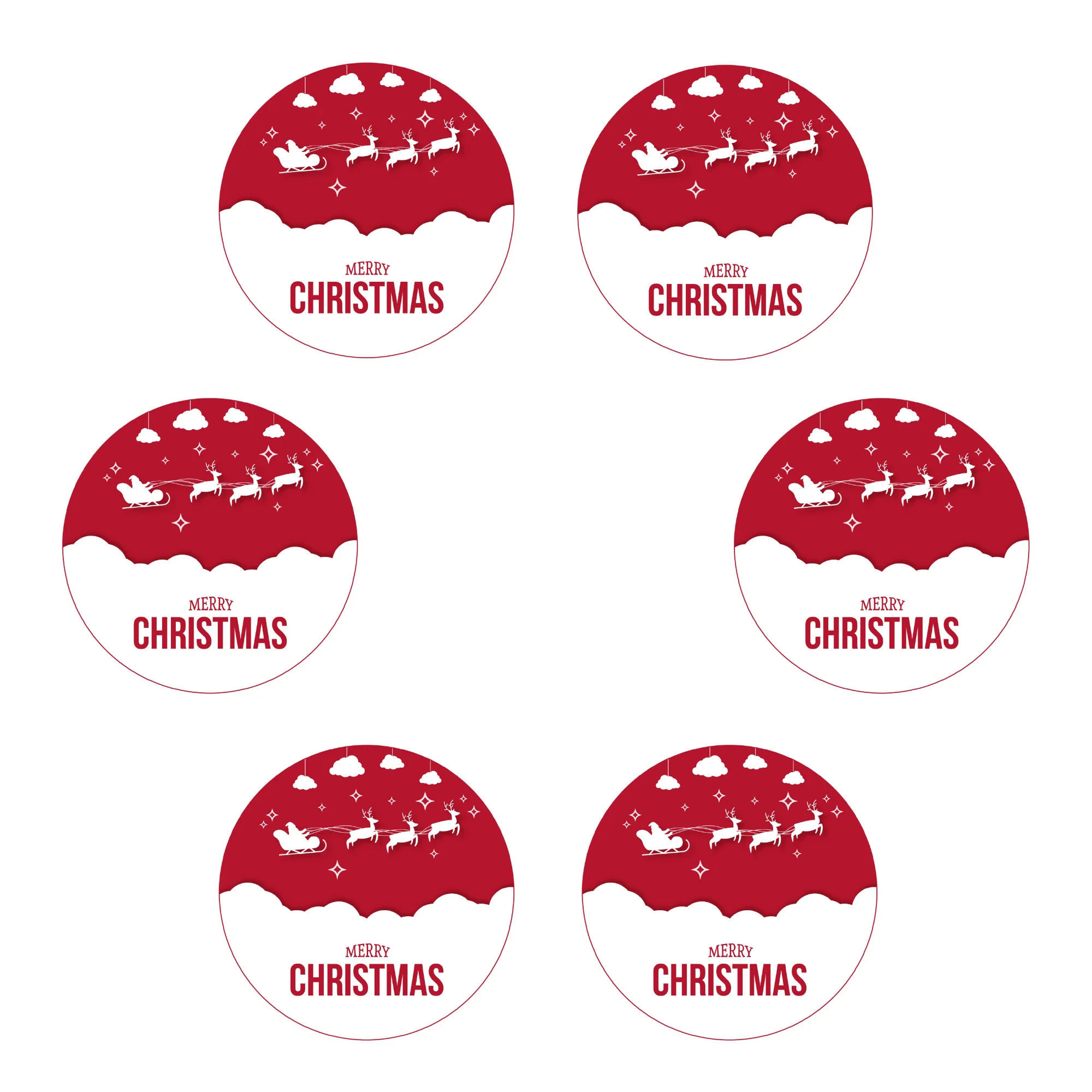Merry Christmas Dangler/Bunting (6 Inches/250 GSM Cardstock/Red, White/6 Pieces, Front/Back) - Premium Handcrafted 300 GSM Door Dangler by Party Decor Mall India - View 3